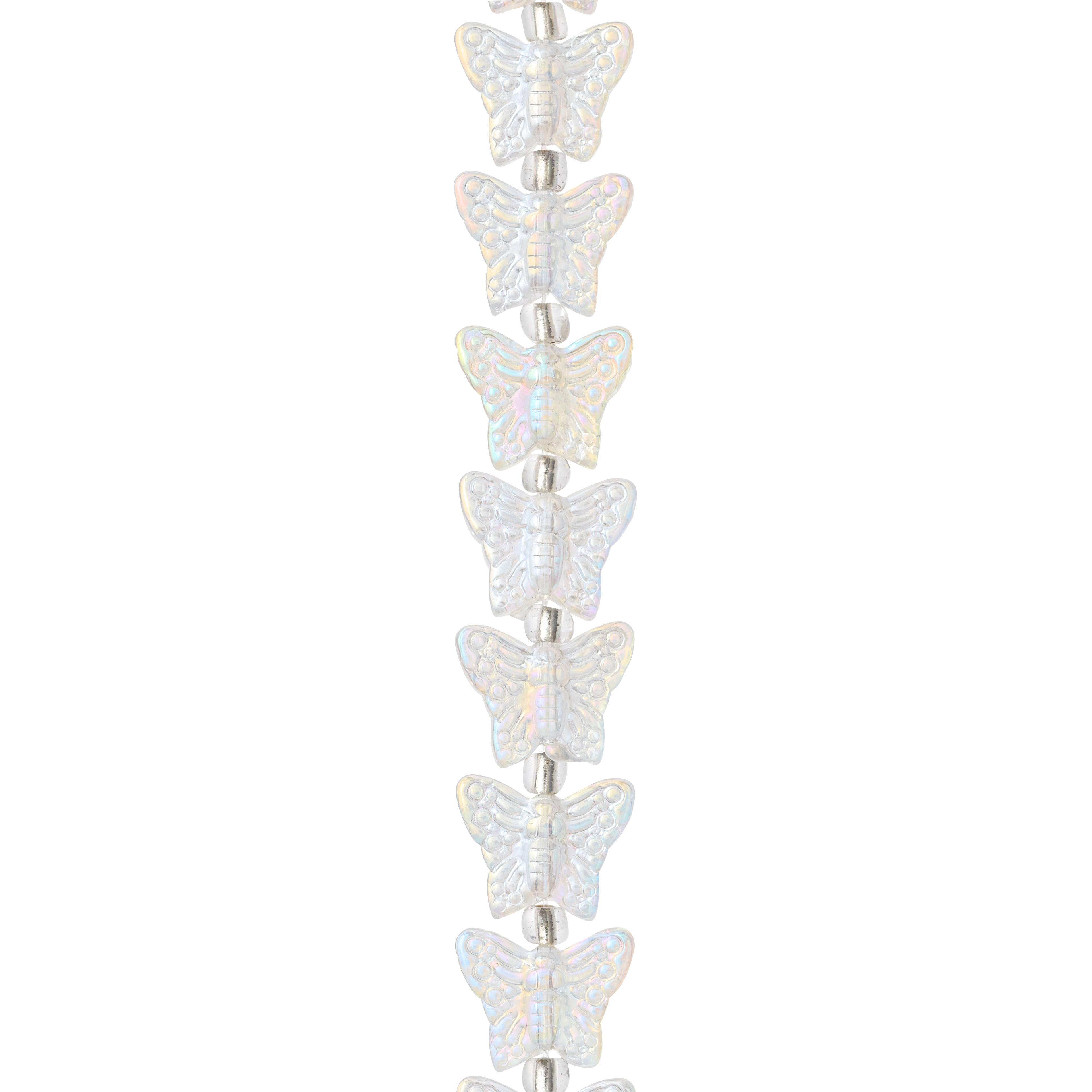 Clear Aurora Borealis Glass Butterfly Beads by Bead Landing™, 15mm