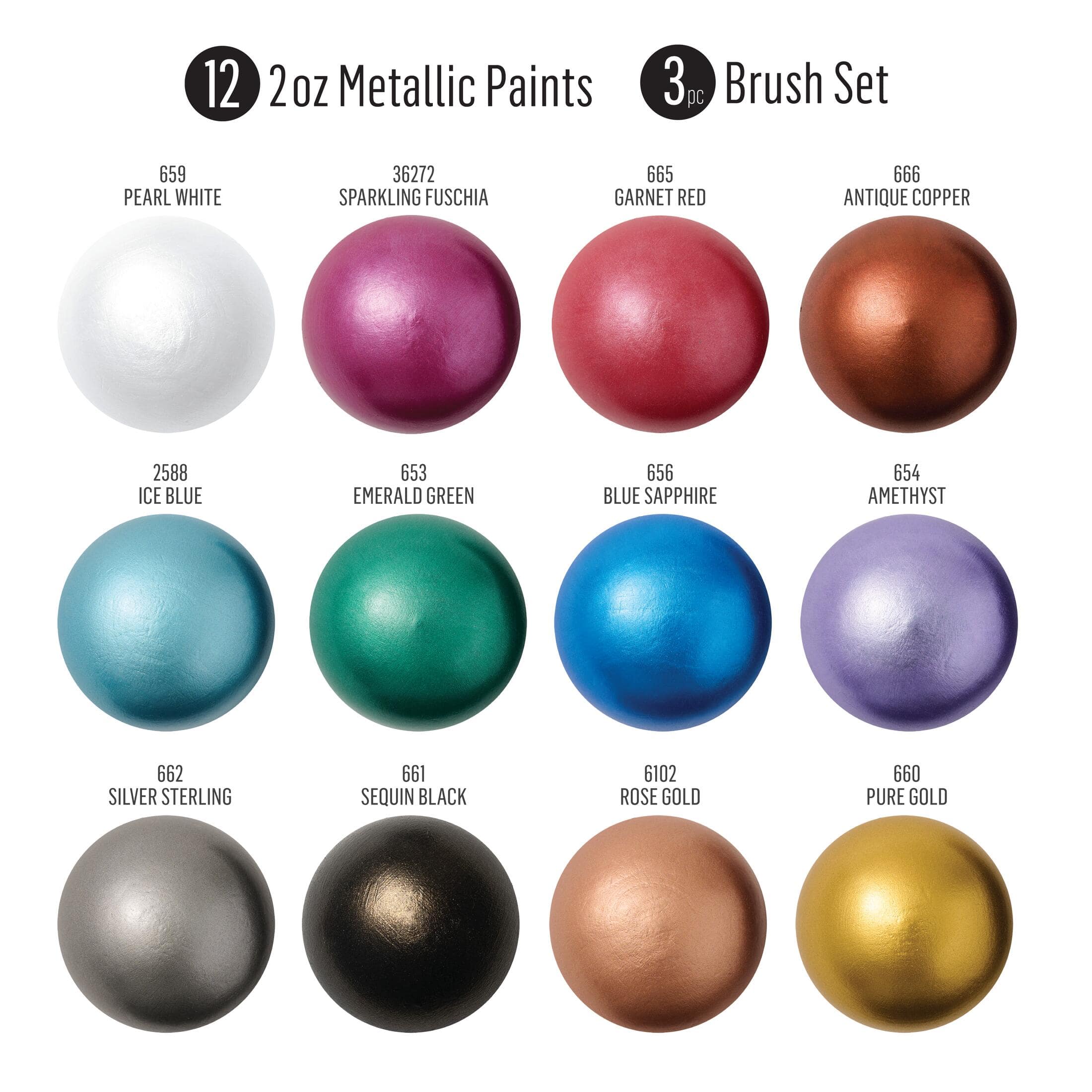 FolkArt&#xAE; Metallic&#x2122; Jewel Tone Paint &#x26; Brush Kit