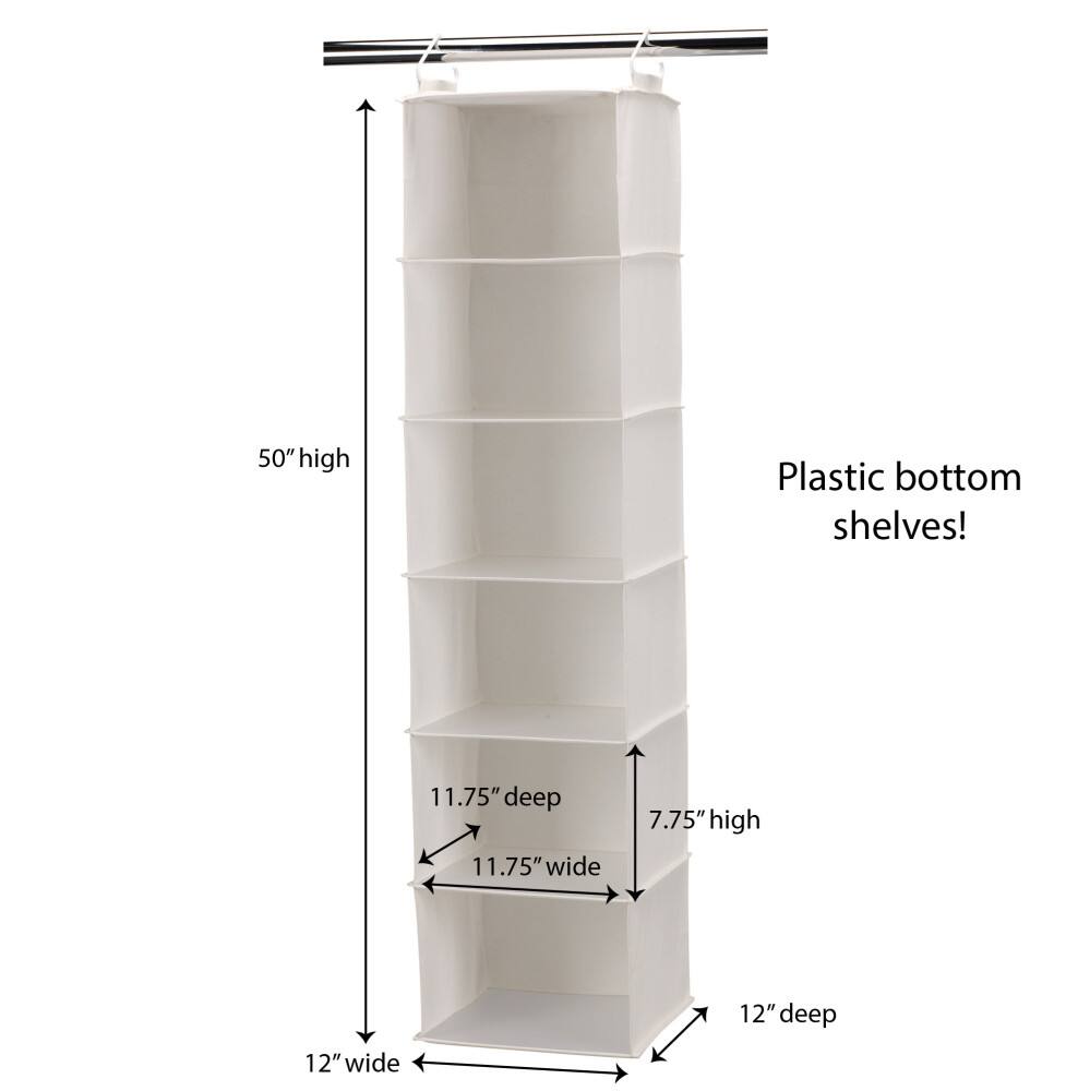 Household Essentials White Canvas 6-Shelf Hanging Closet Organizer