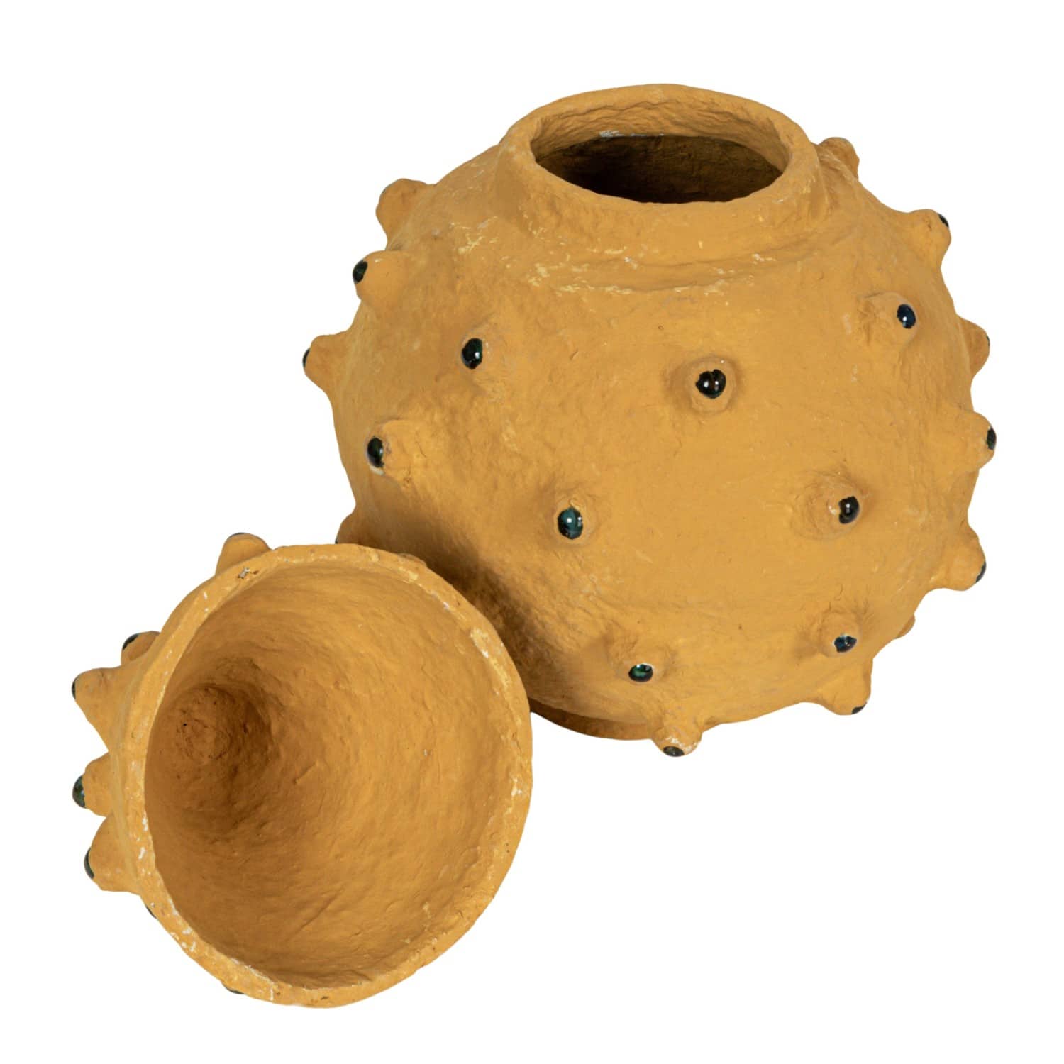 Hello Honey&#xAE; Decorative Paper M&#xE2;ch&#xE9; Canister with Glass Marble Accent