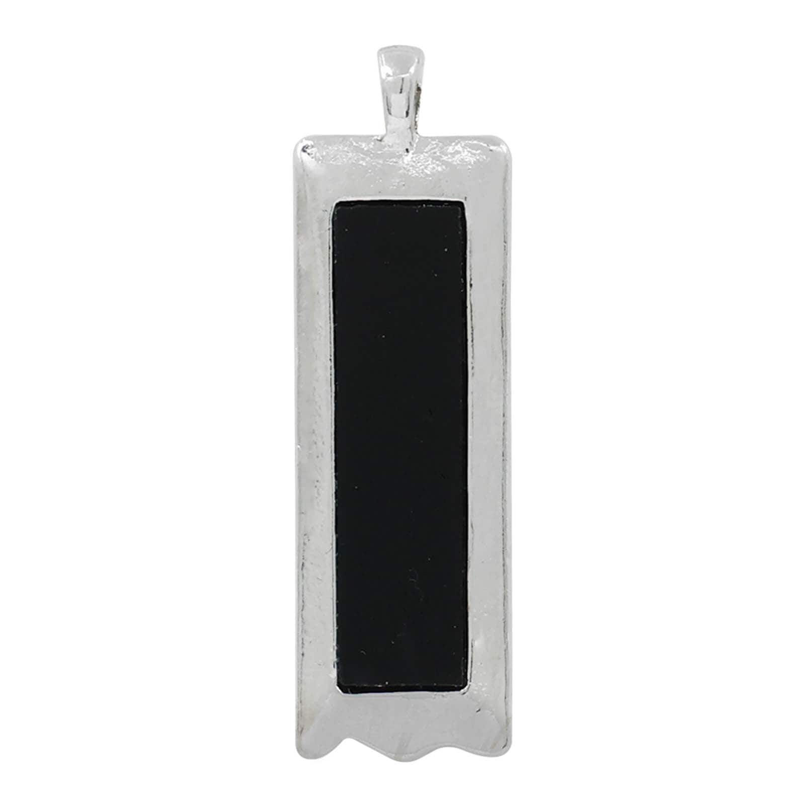 Silver & Black Rectangle Pendant by Bead Landing™