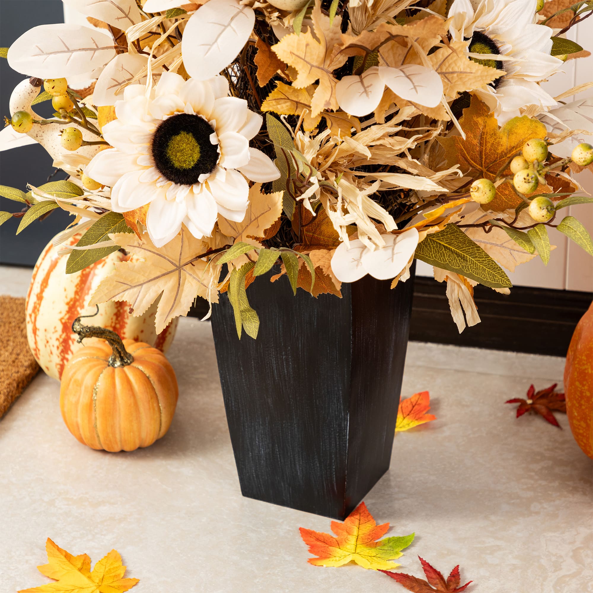 Glitzhome&#xAE; 36&#x22; Fall Neutral Sunflower, Pumpkin and Leaf Porch Tree