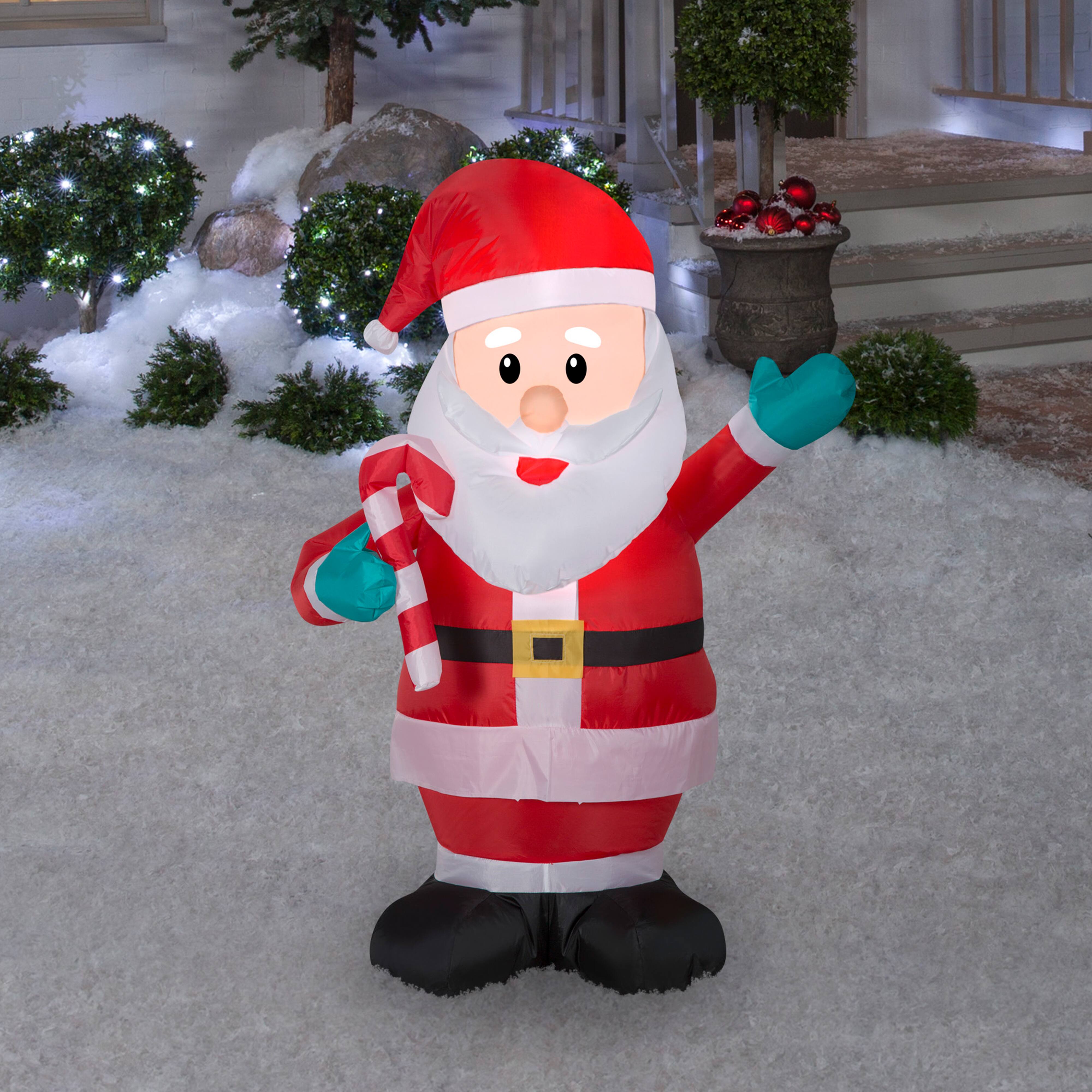 4ft. Airblown® Inflatable Christmas Santa with Candy Cane