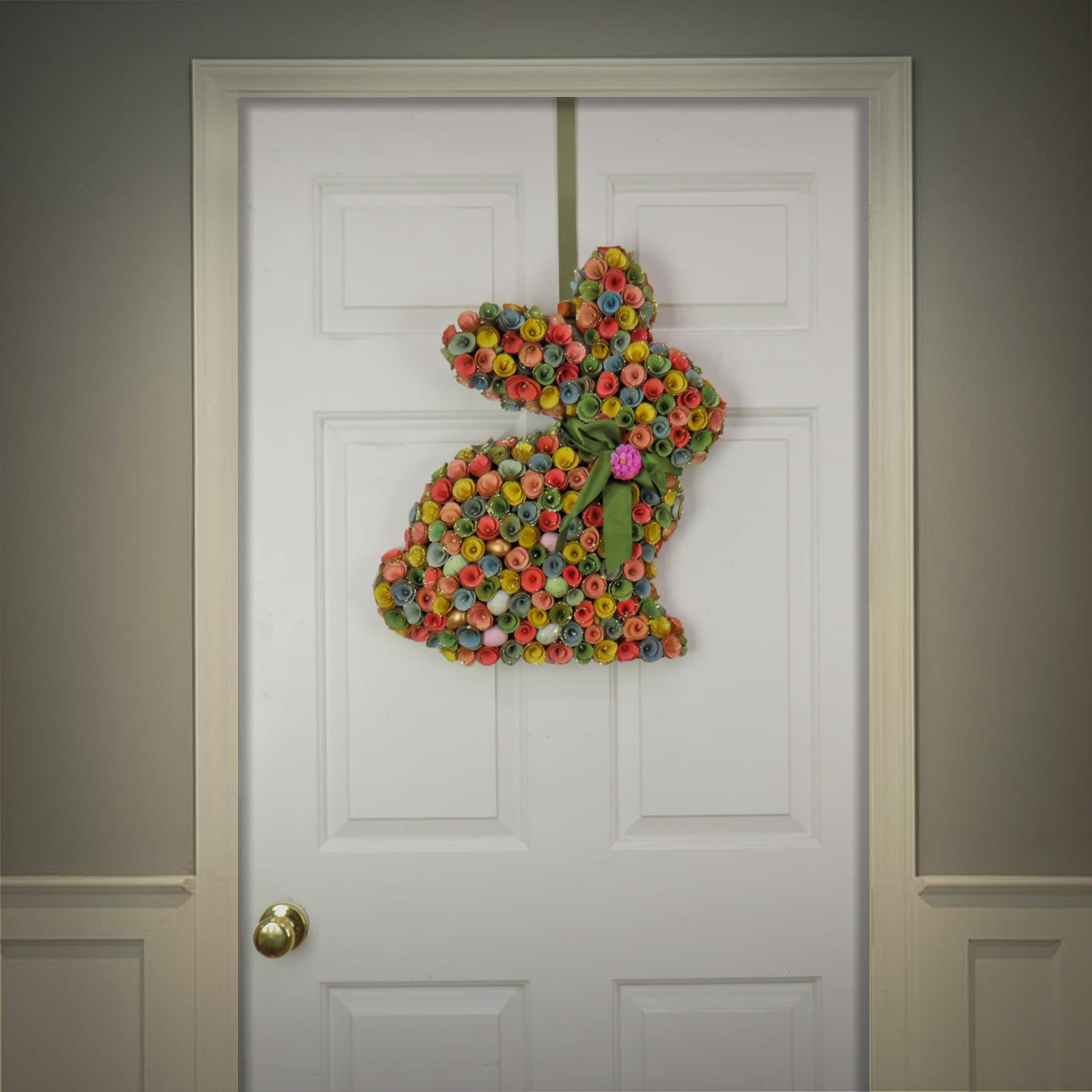 18&#x22; Multicolor Floral Bunny Wall Accent