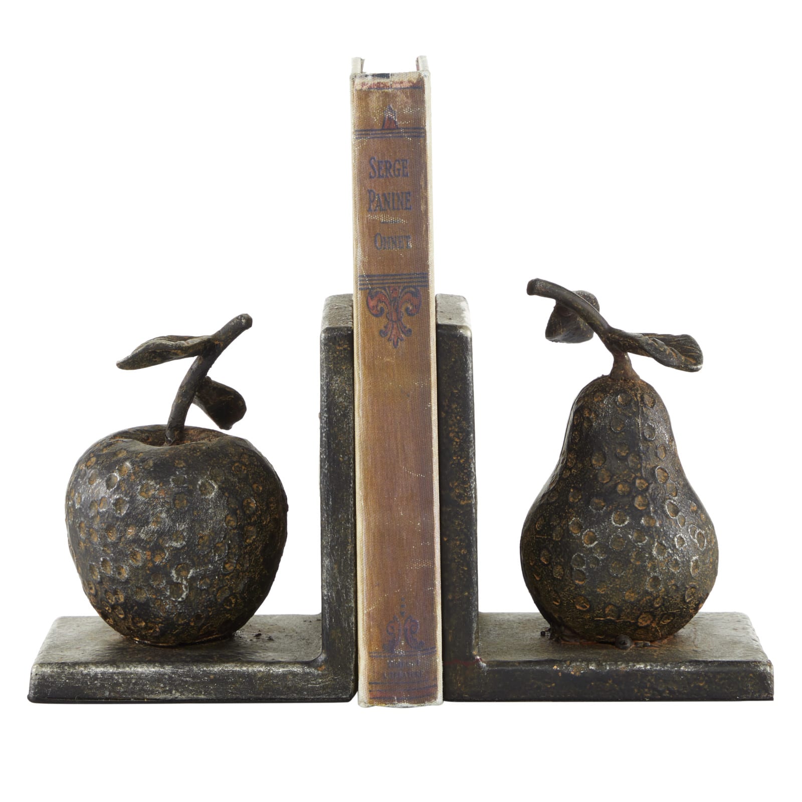 6" Gray Metal Rustic Fruit Bookends