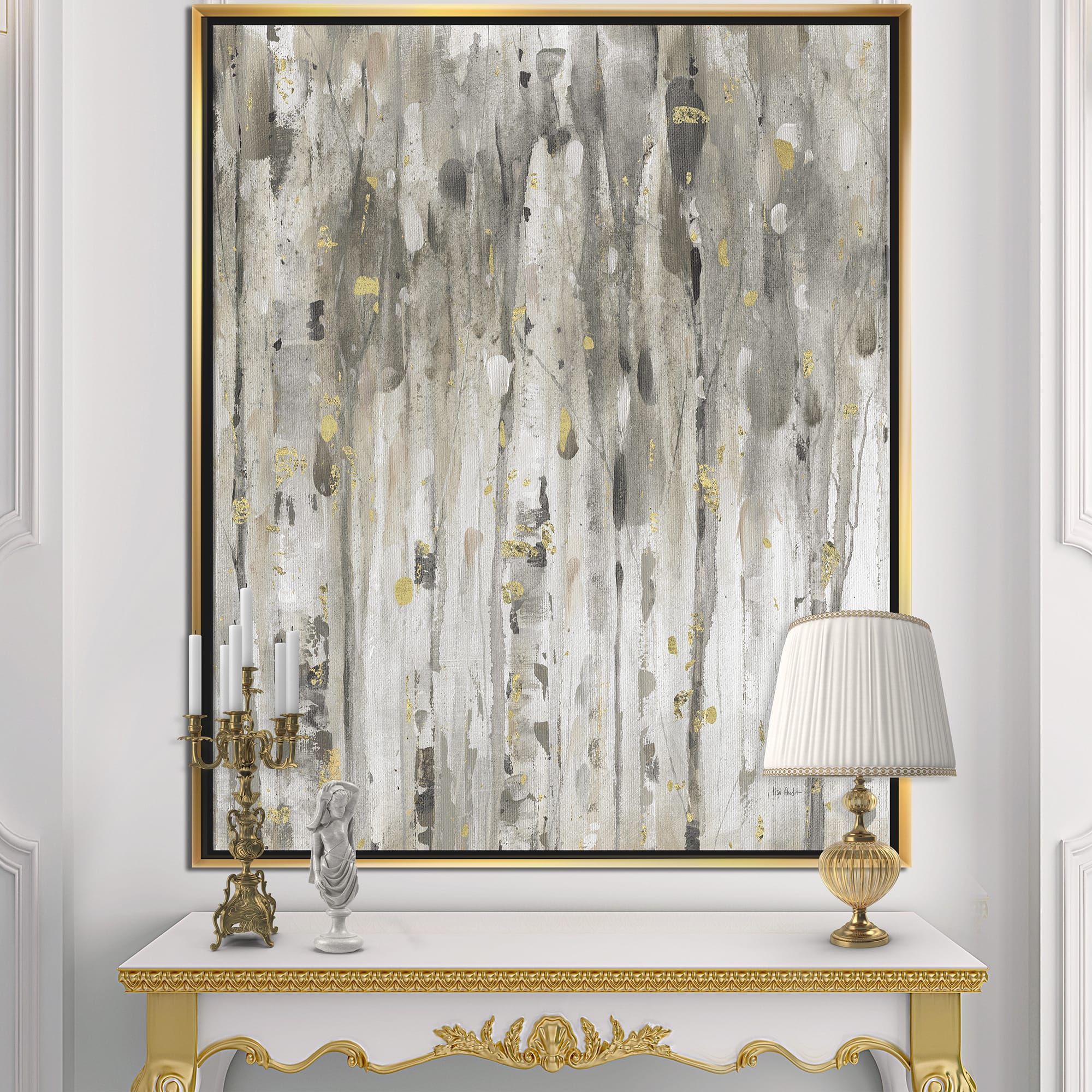 Designart - The Modern Grey Forest III - Farmhouse Canvas in Gold Frame