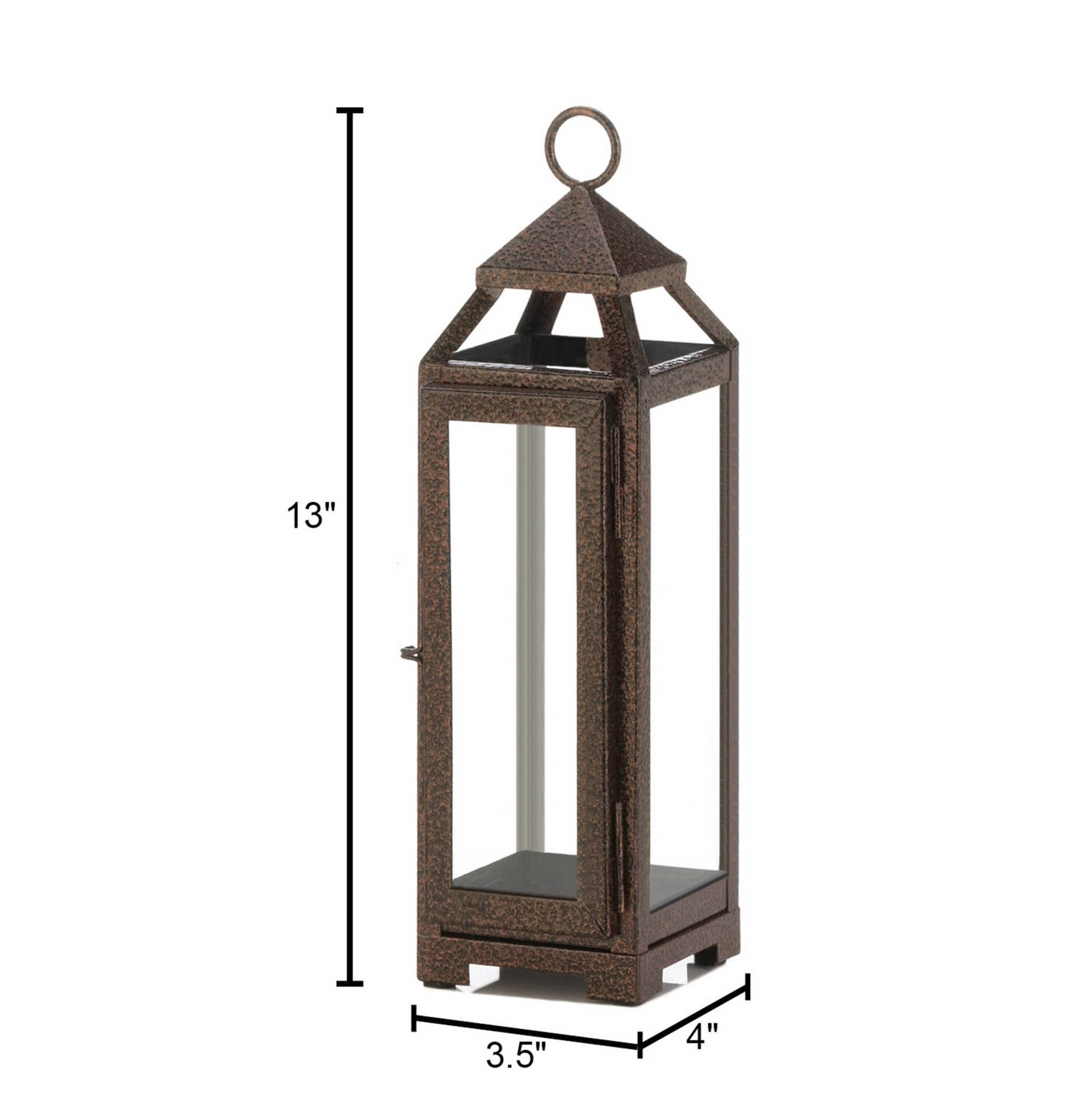 13&#x22; Iron &#x26; Glass Copper Lantern