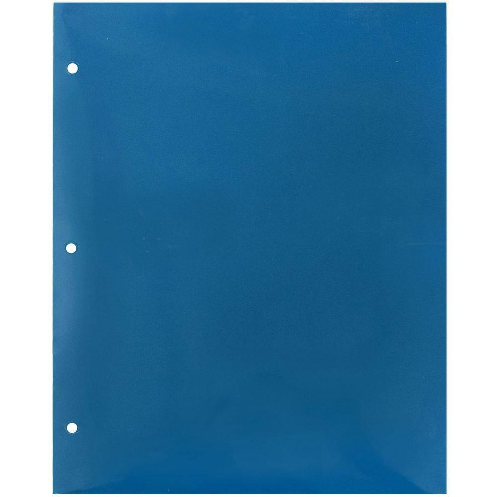 JAM Paper Blue Glossy Laminated Two Pocket 3 Hole Punch School Folders, 100ct.