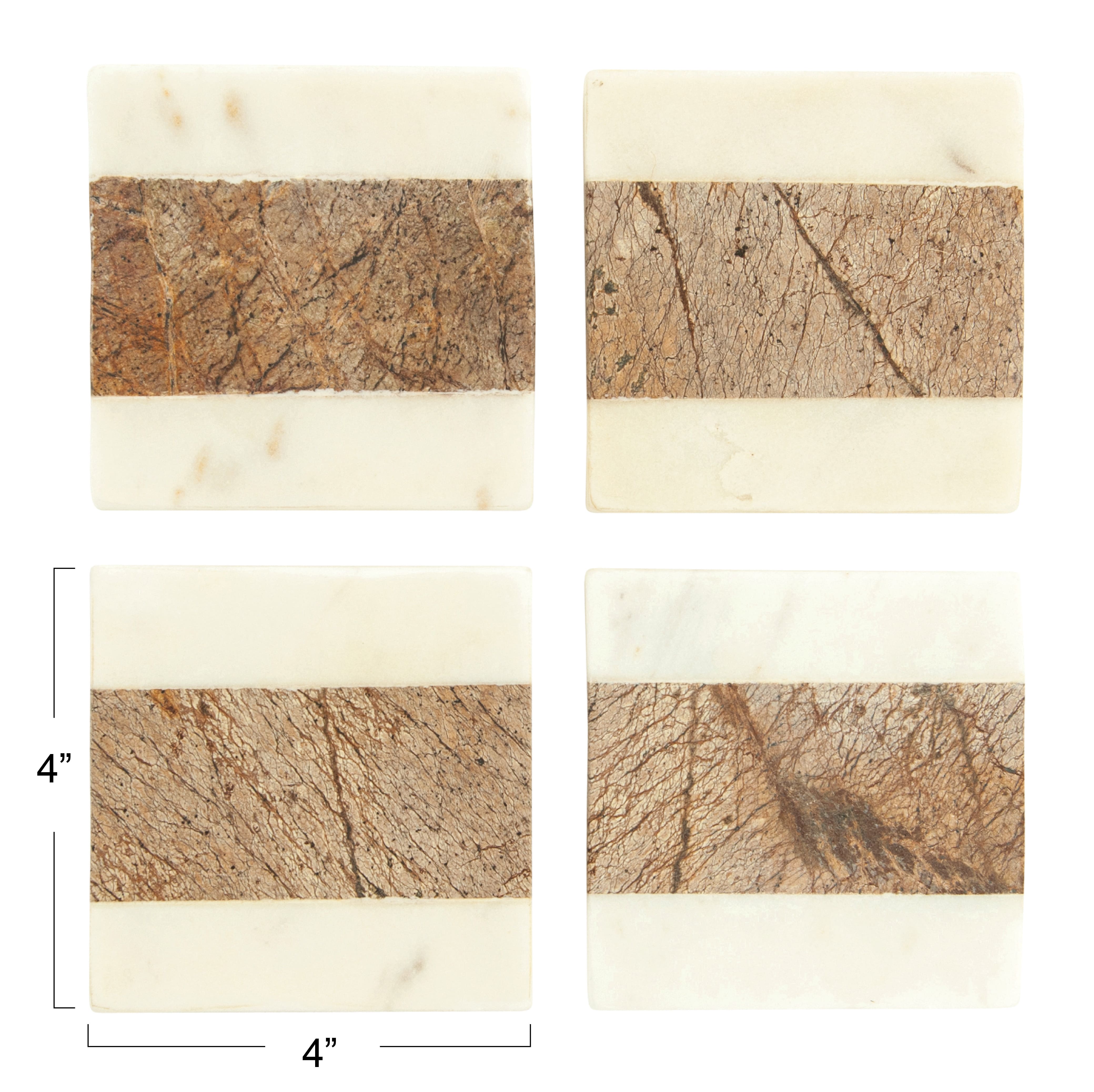 Hello Honey® Square Marble Coasters with Jute String Set