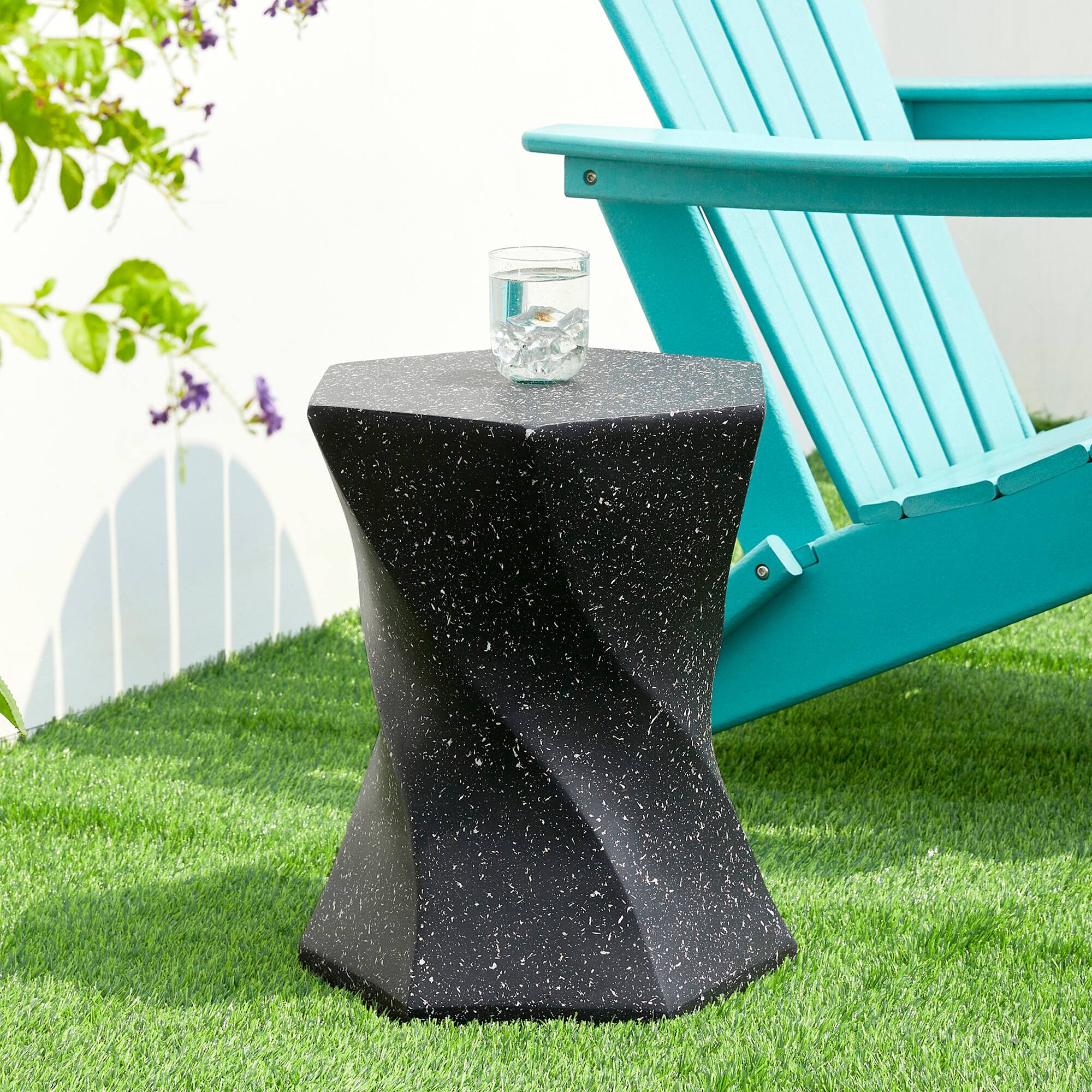 Glitzhome® 17.75" Multifunctional Twist-Style Faux Terrazzo Garden Stool