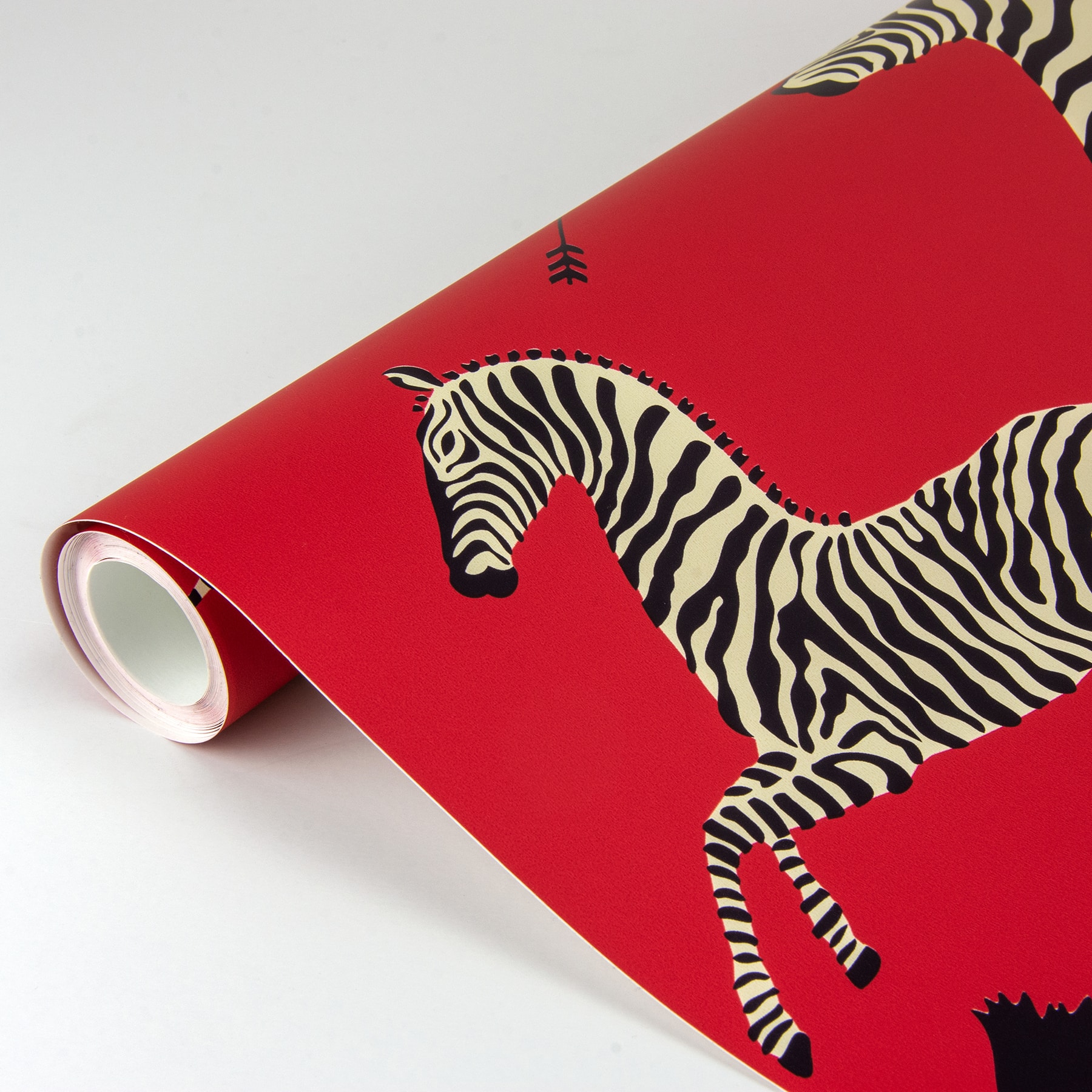 Scalamandre Masai Red Zebra Safari Peel & Stick Wallpaper
