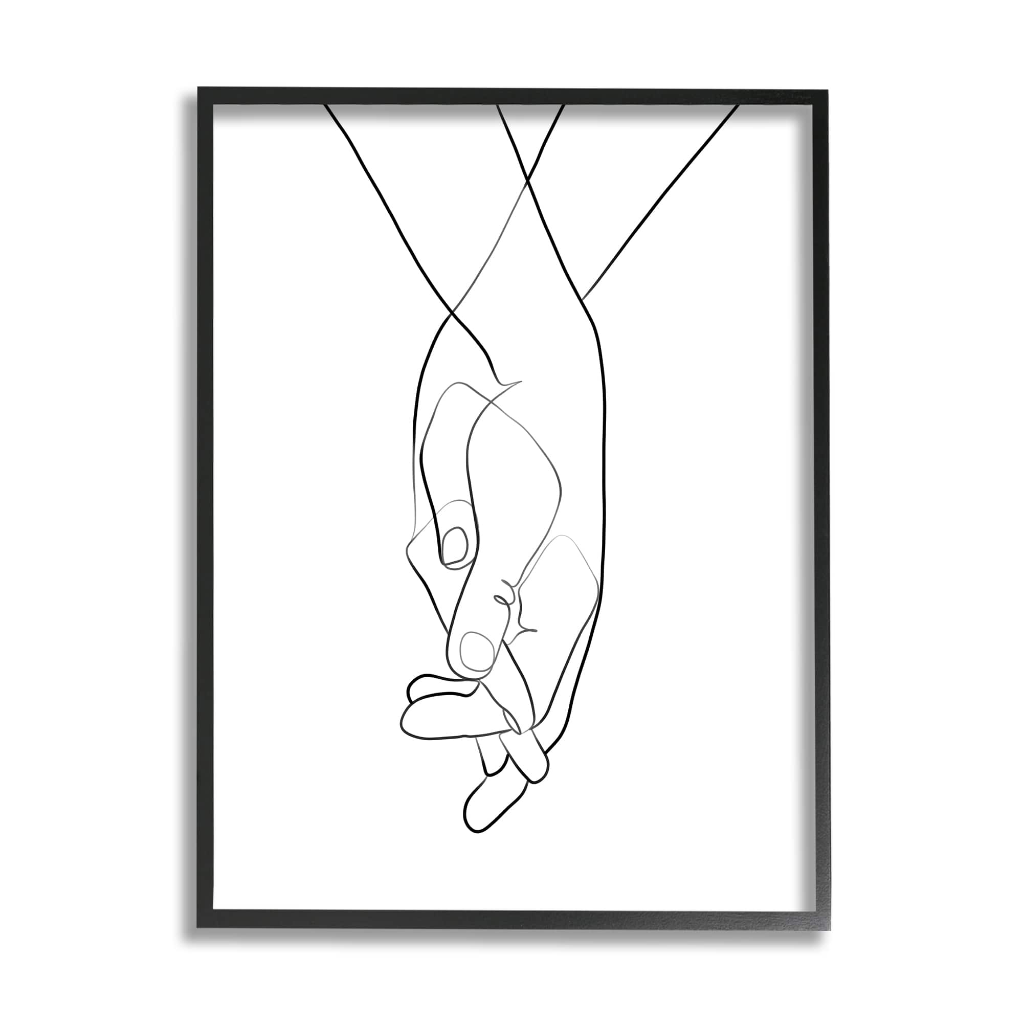 Stupell Industries Hands Intertwined Romantic Gesture Minimal Linework in Black Frame Wall Art