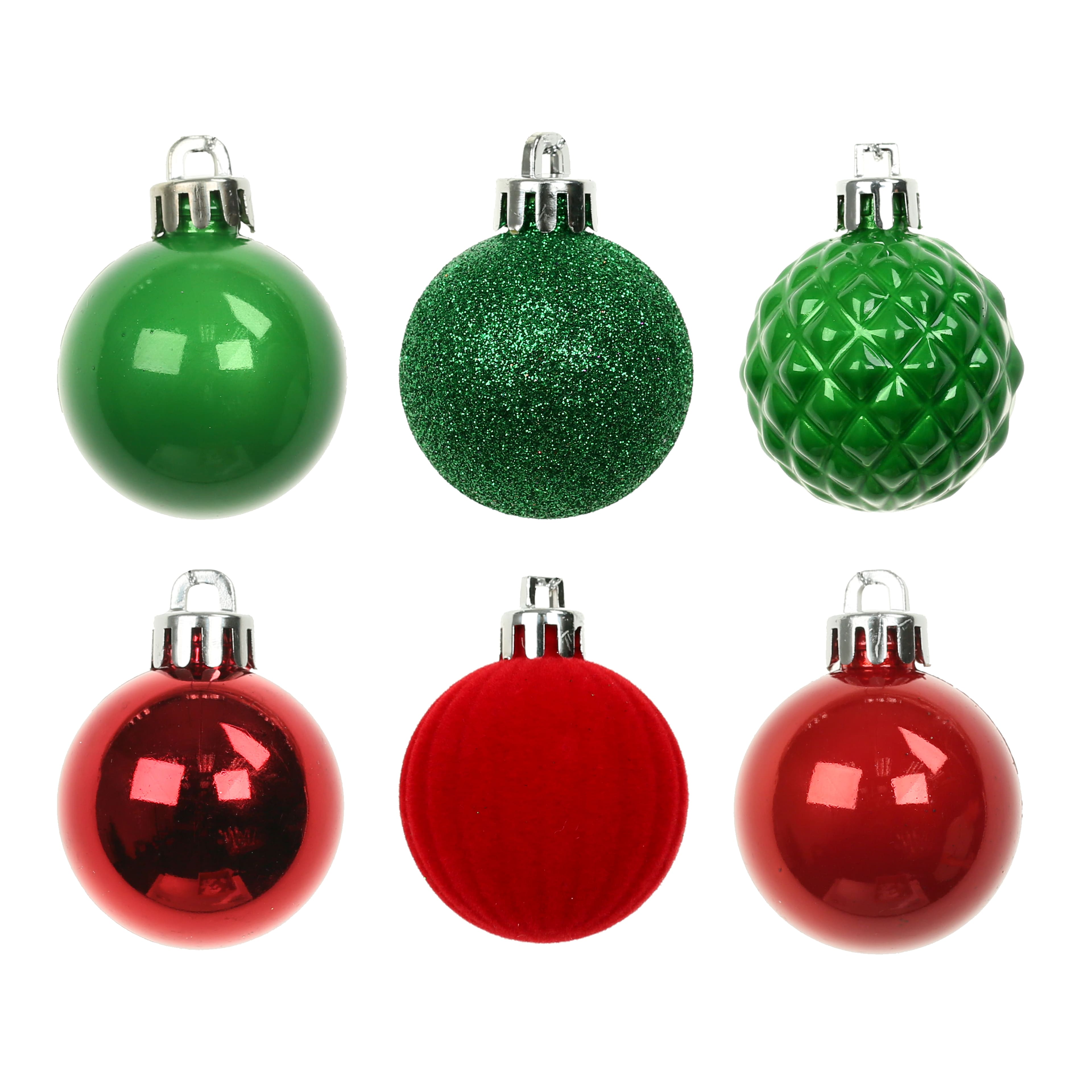 7 Pack 1.5&#x22; Red, Green &#x26; White Shatterproof Ball Ornaments by Ashland&#xAE;