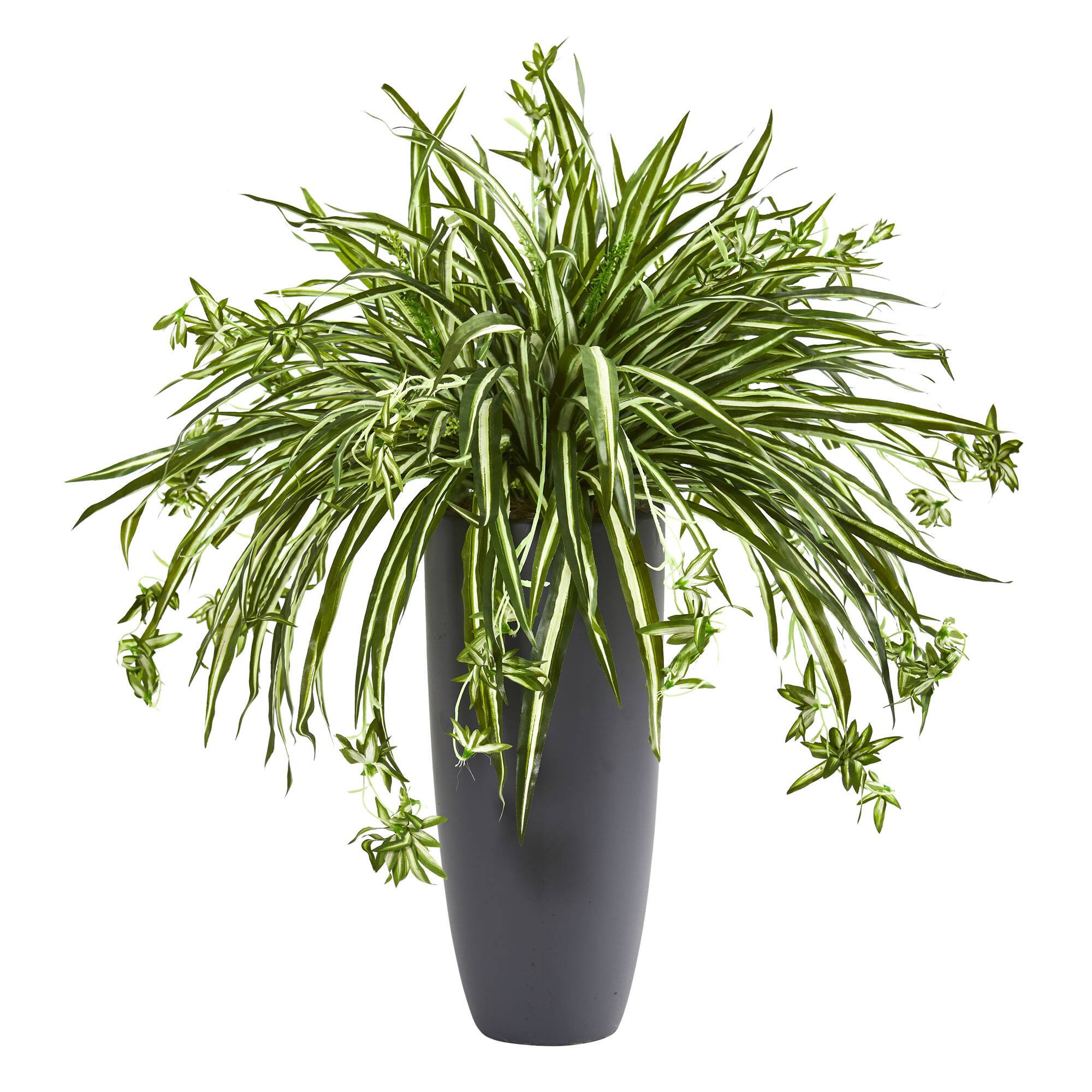 2.75Ft Spider Plant in Gray Cylinder Planter By Nearly Natural | Michaels®