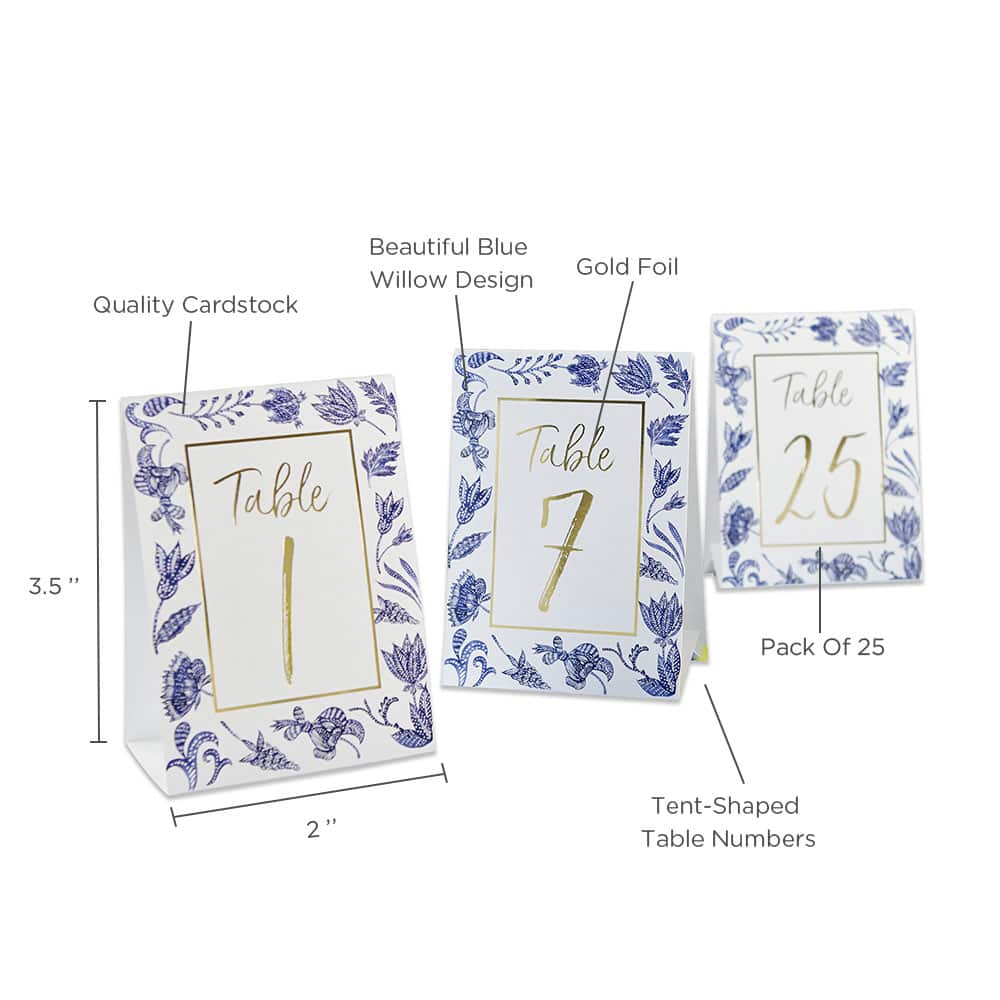 Kate Aspen&#xAE; Blue Willow Wedding Table Numbers 1-25