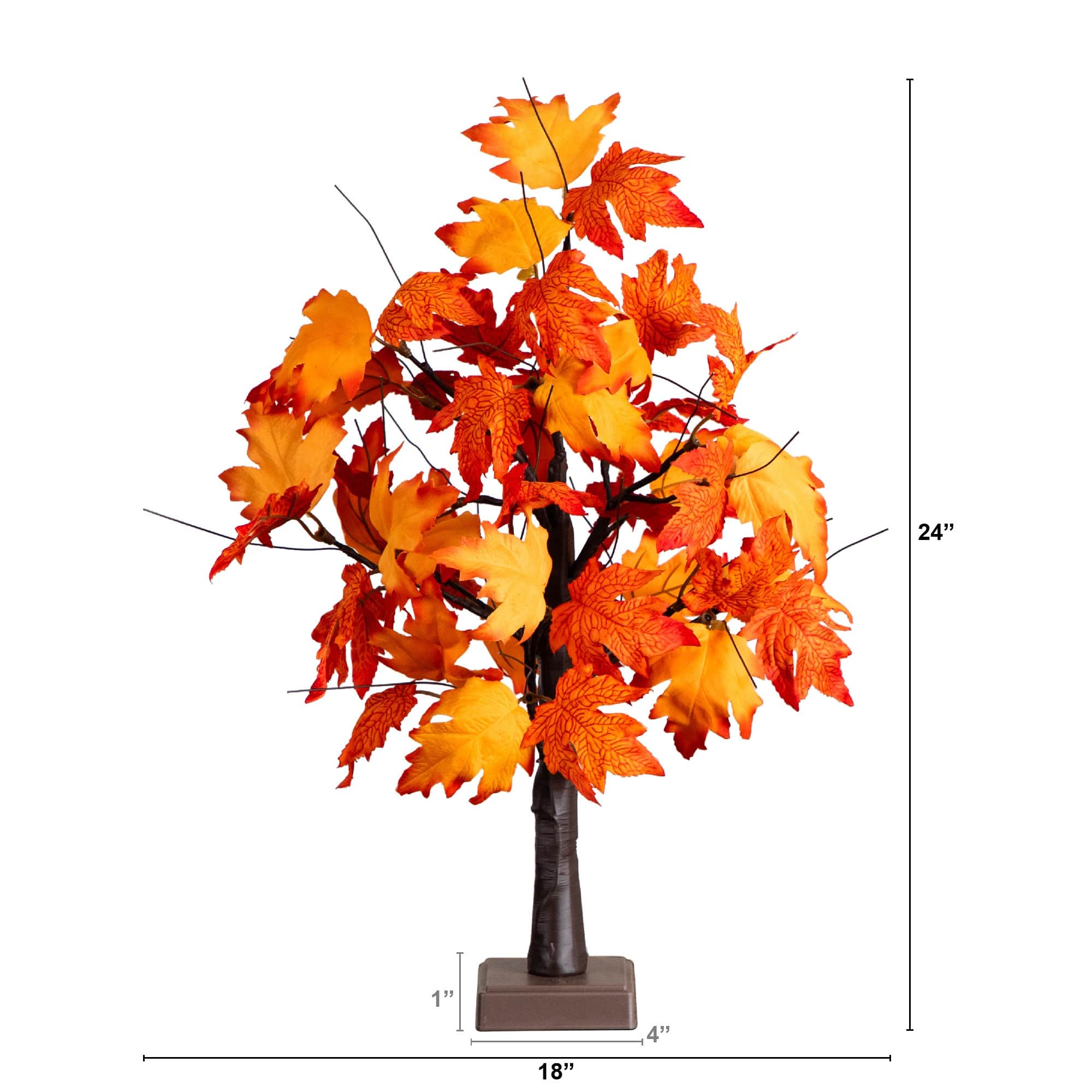 2ft. Pre-Lit Bright Autumn Maple Artificial Fall Tree with 24 Warm White LED Lights and Detachable Base