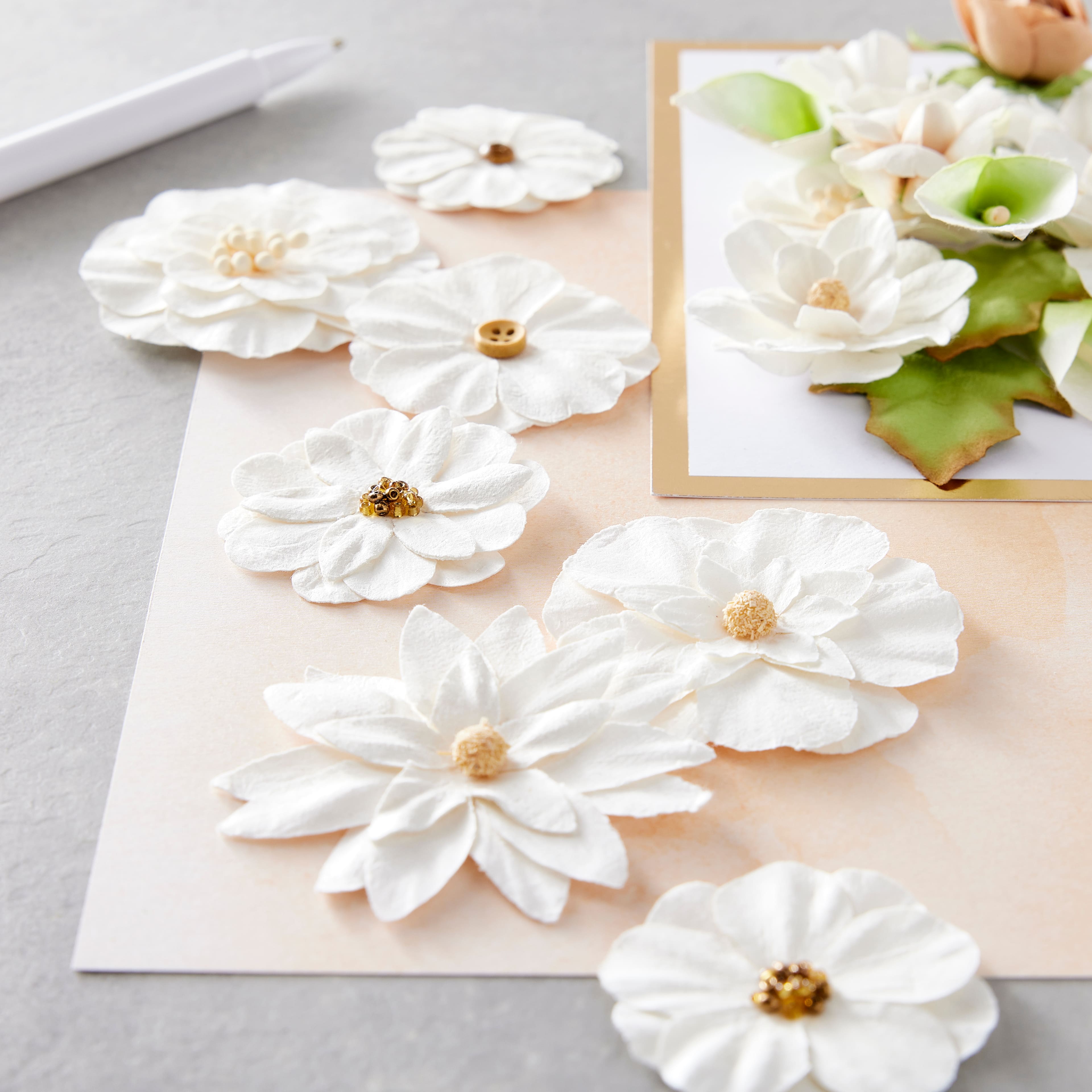 12 Pack: White Paper Flower Embellishments By Recollections&#x2122;