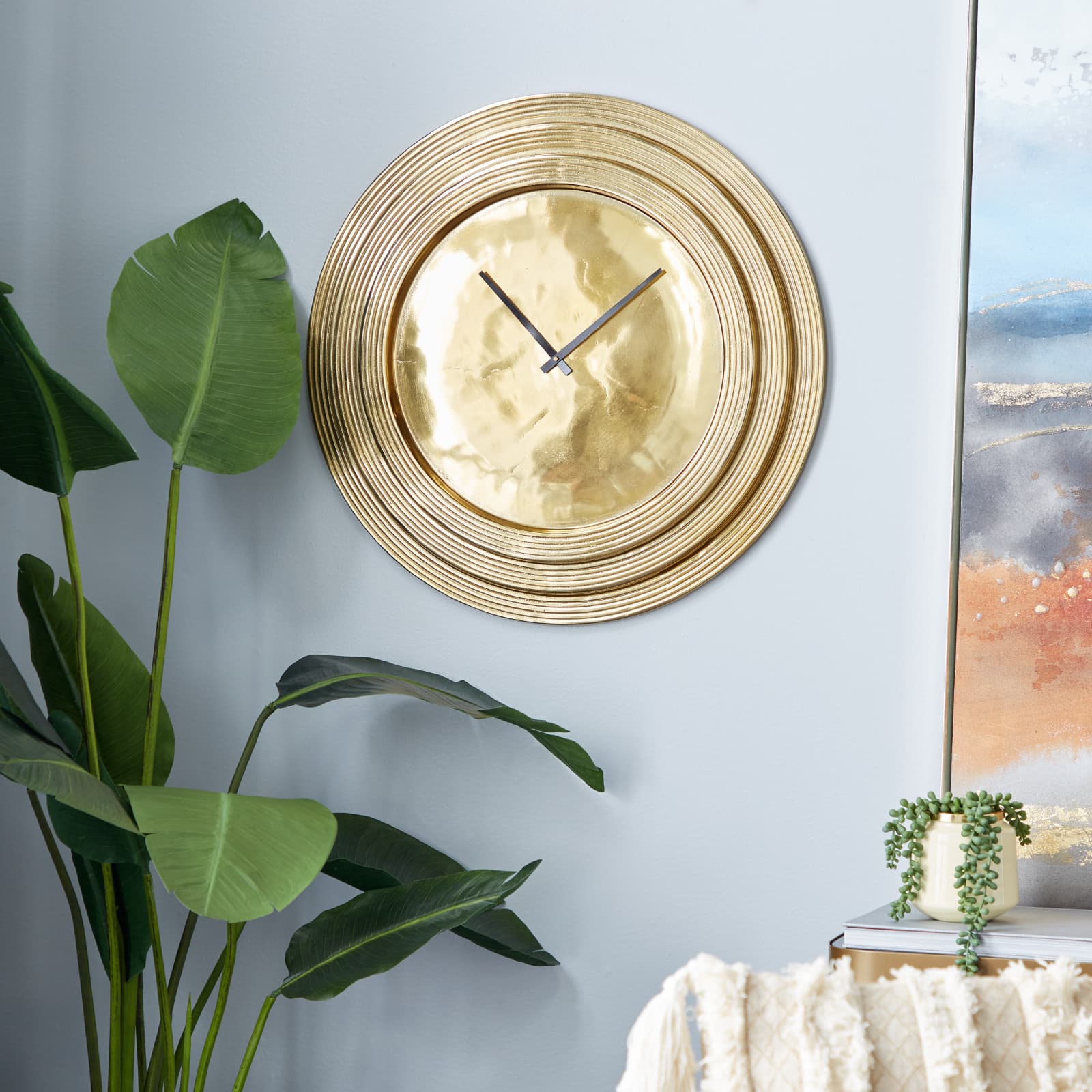 24&#x22; Gold Aluminum Coastal Wall Clock