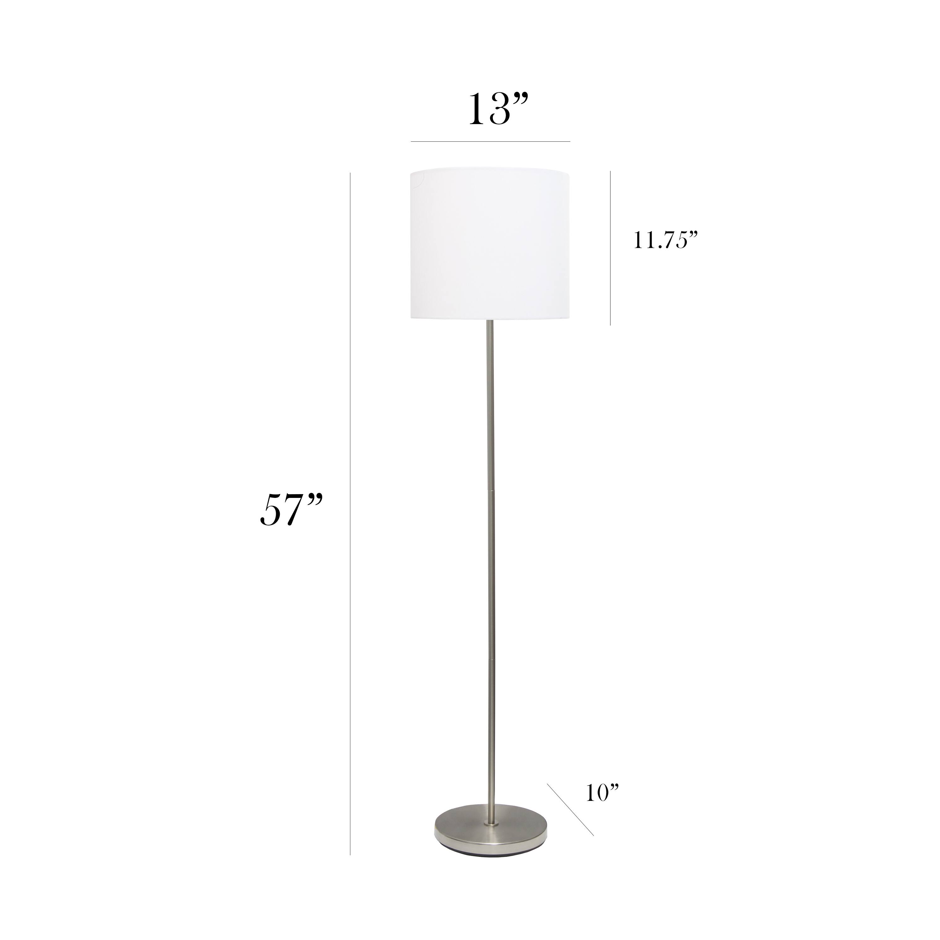 Simple Designs 57&#x22; Brushed Nickel Drum Shade Floor Lamp