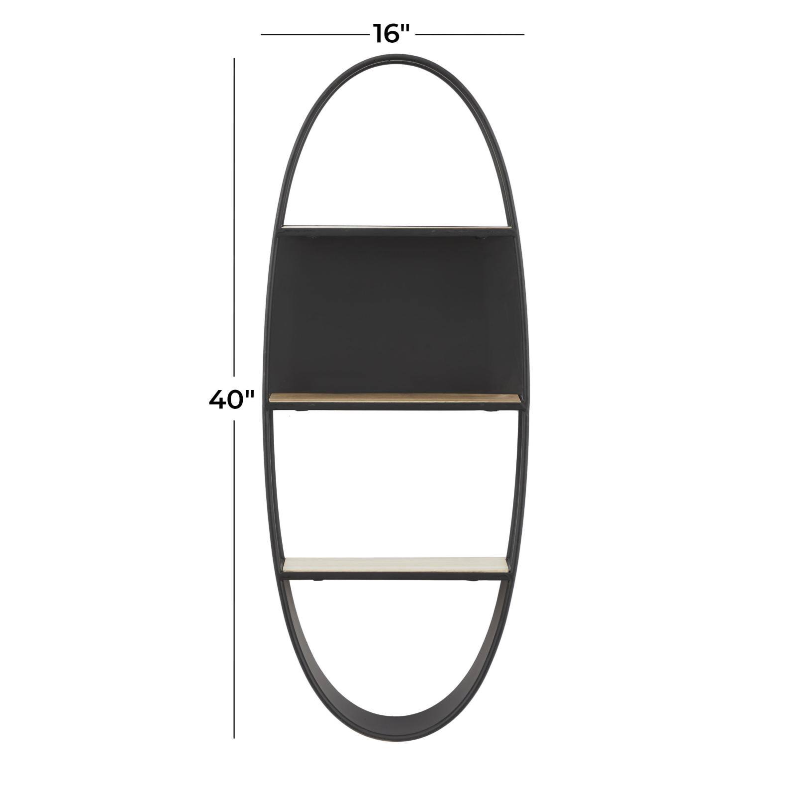 40&#x22; Black Contemporary Metal Wall Shelf