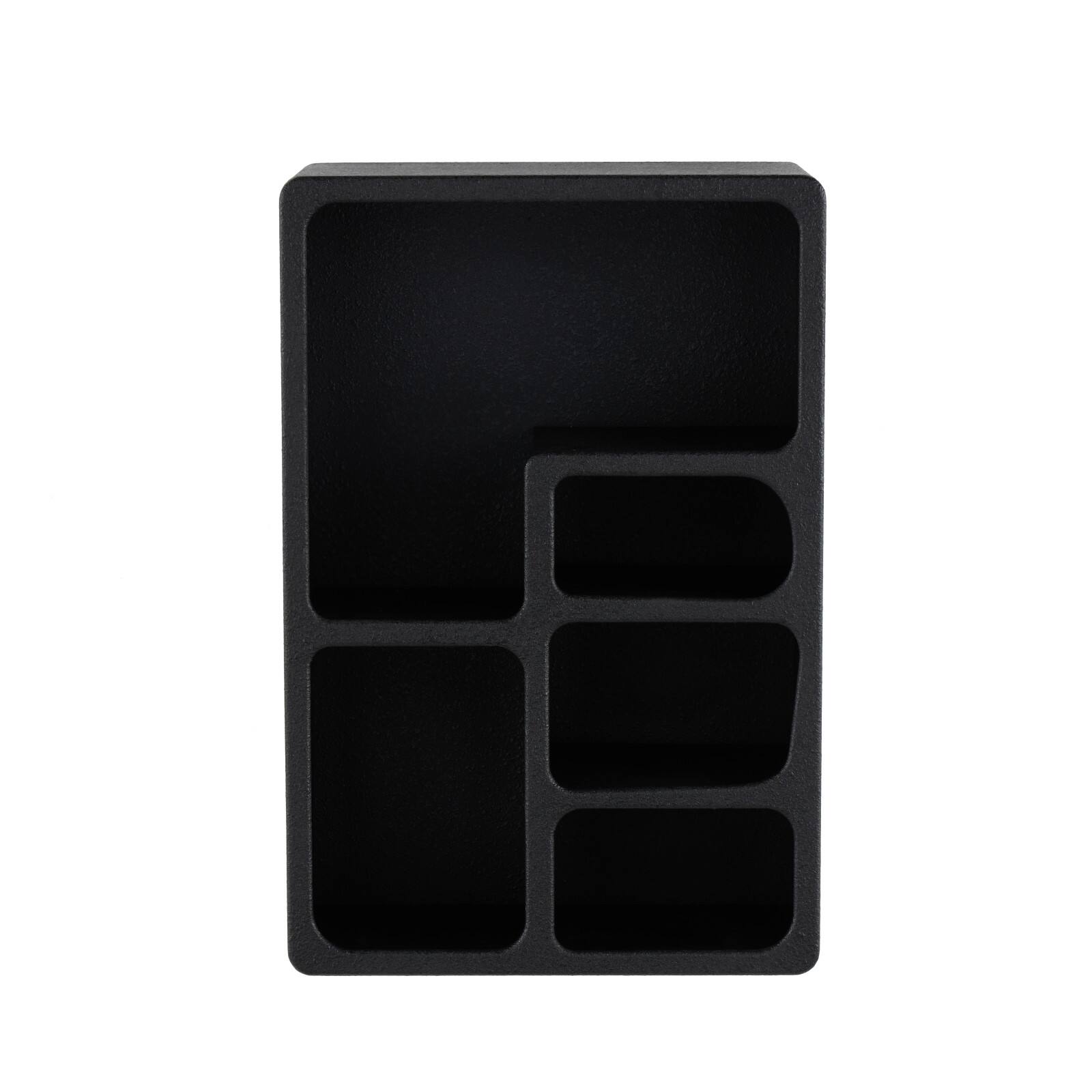 16" x 24" 5 Shelf Black Wood Geometric Floating Wall Shelf