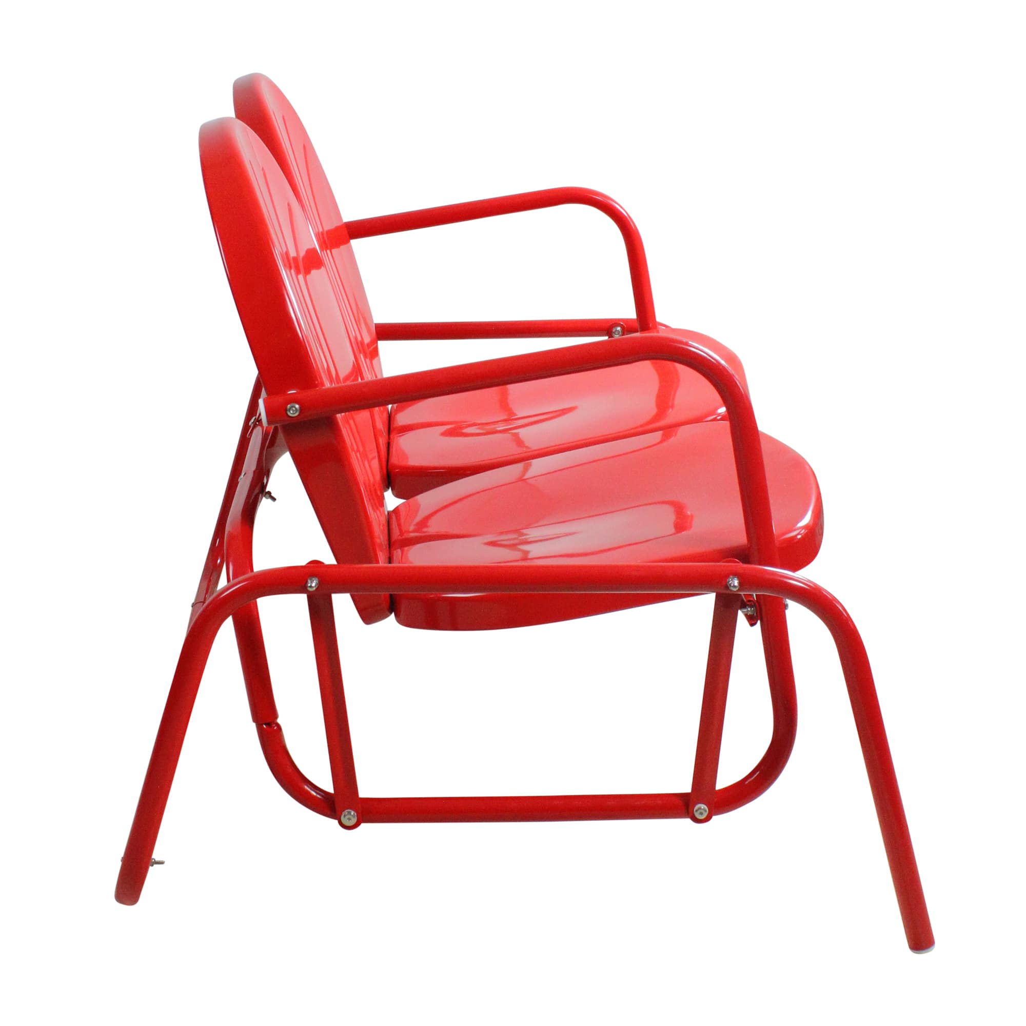 2-Person Outdoor Retro Metal Tulip Double Glider Patio Chair