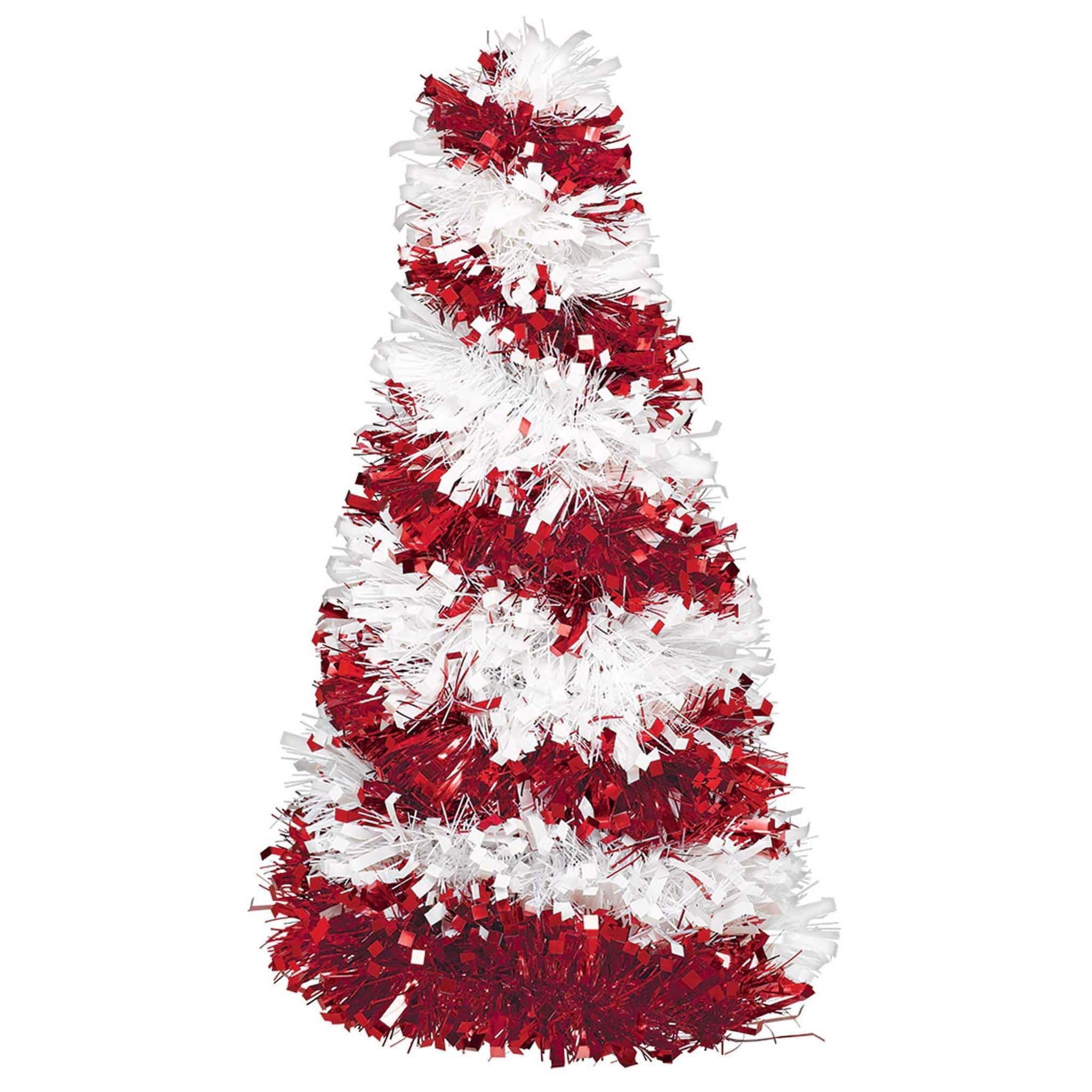 Small Christmas Candy Cane Tinsel Tree Centerpiece