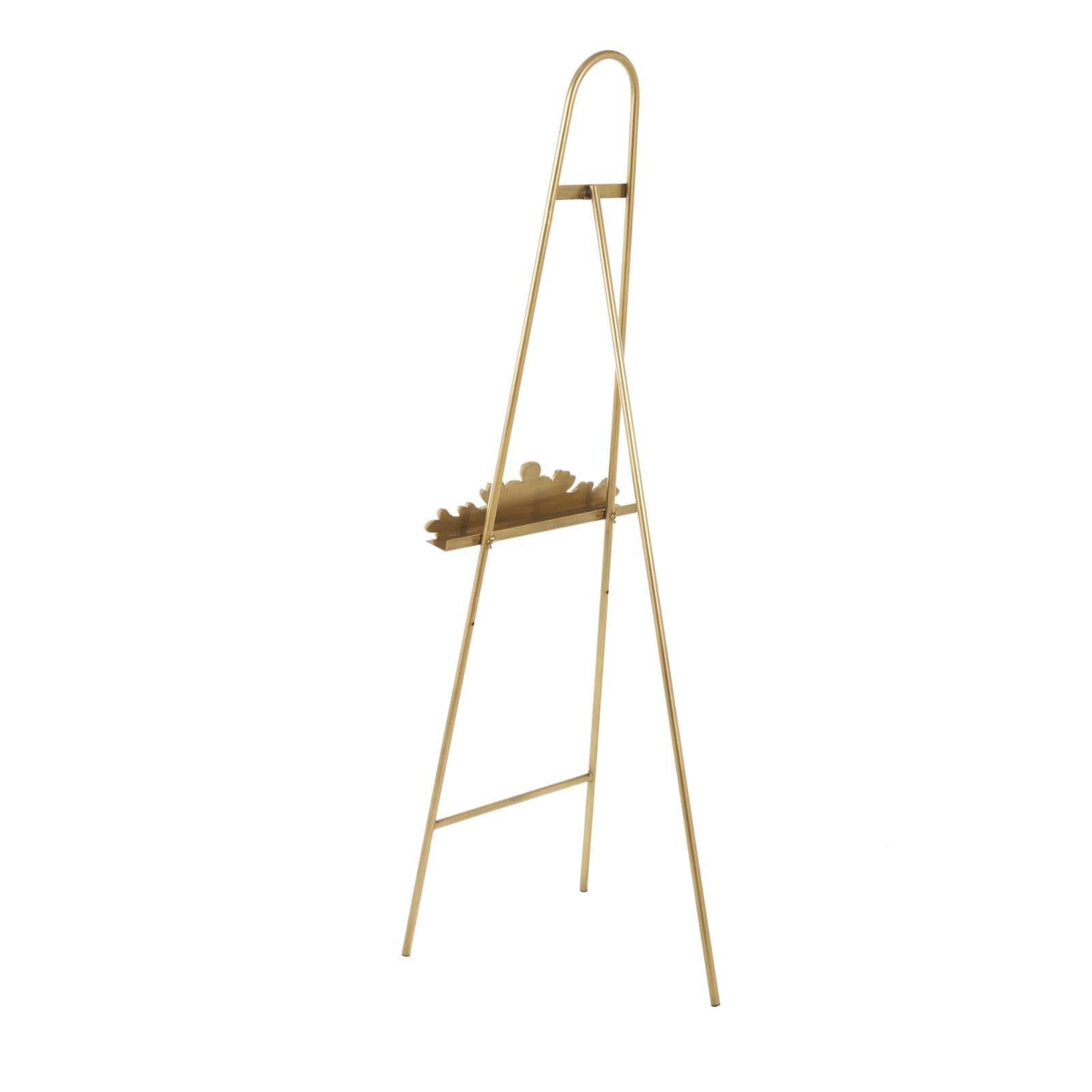 63" Gold Metal Arched Foldable 2-Tier Display Easel with Vine Emblem