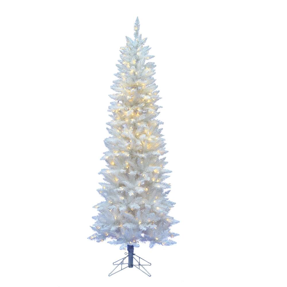 5ft. Pre-Lit Sparkle White Spruce Pencil Artificial Christmas Tree, Warm White LED Lights