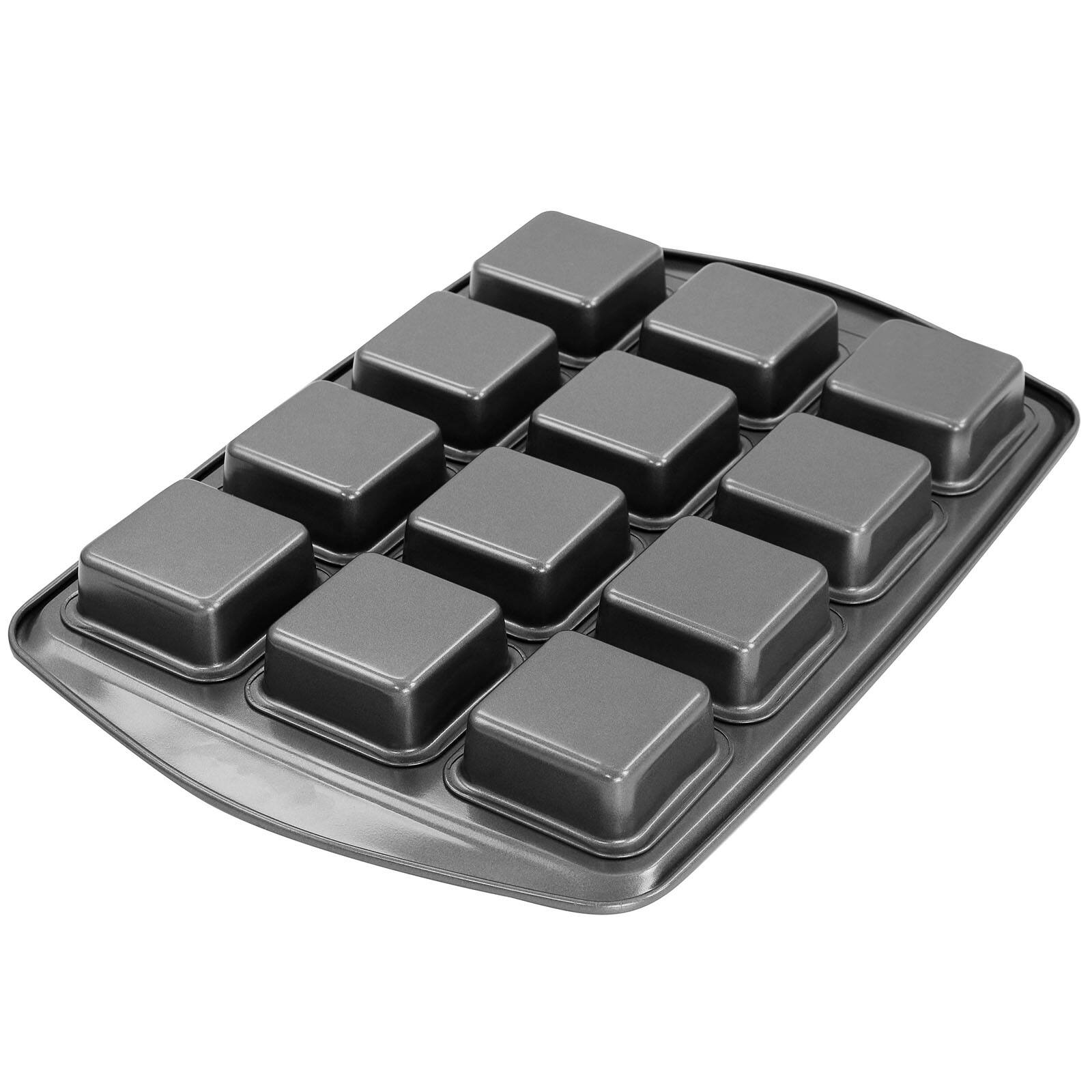 Gibson Baker&#x27;s Friend Gray 12 Cup Nonstick Steel Brownie Pan