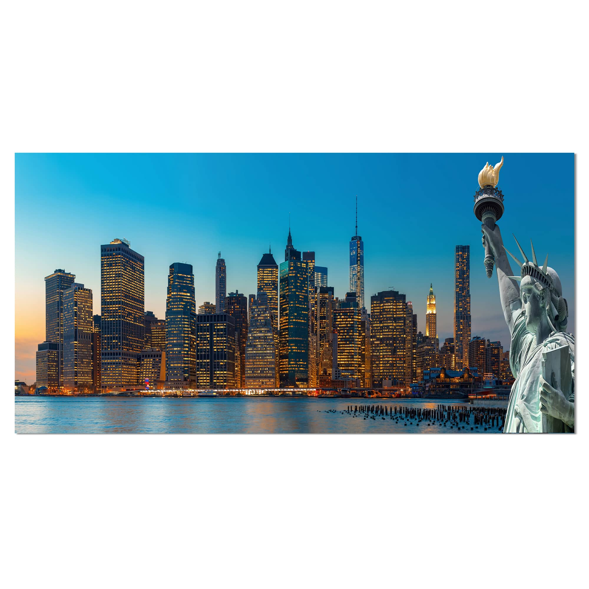 Designart - Evening New York City Skyline Panorama - Extra Large Canvas Art Print