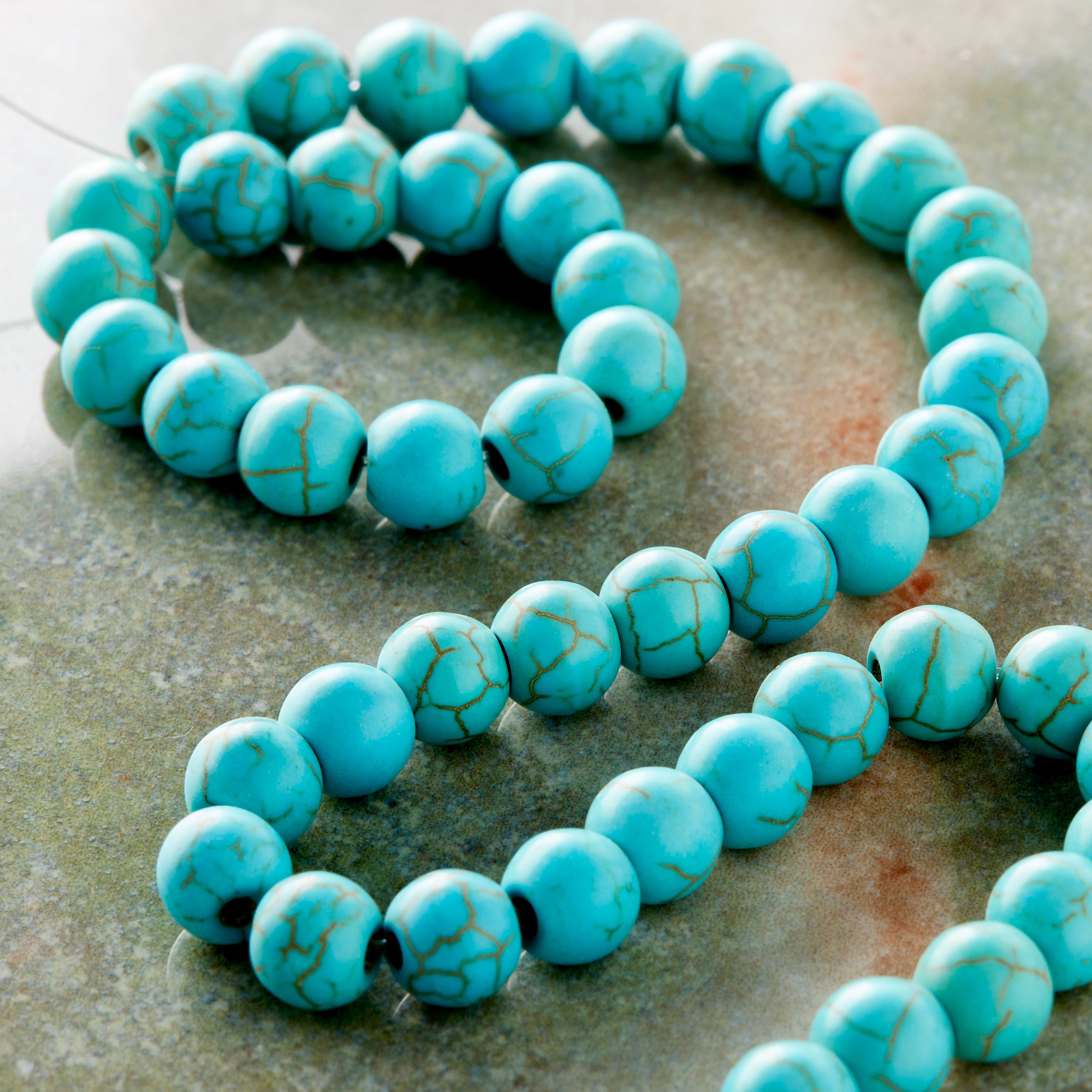12 Pack: Turquoise Dyed Howlite Round Beads, 6mm by Bead Landing™