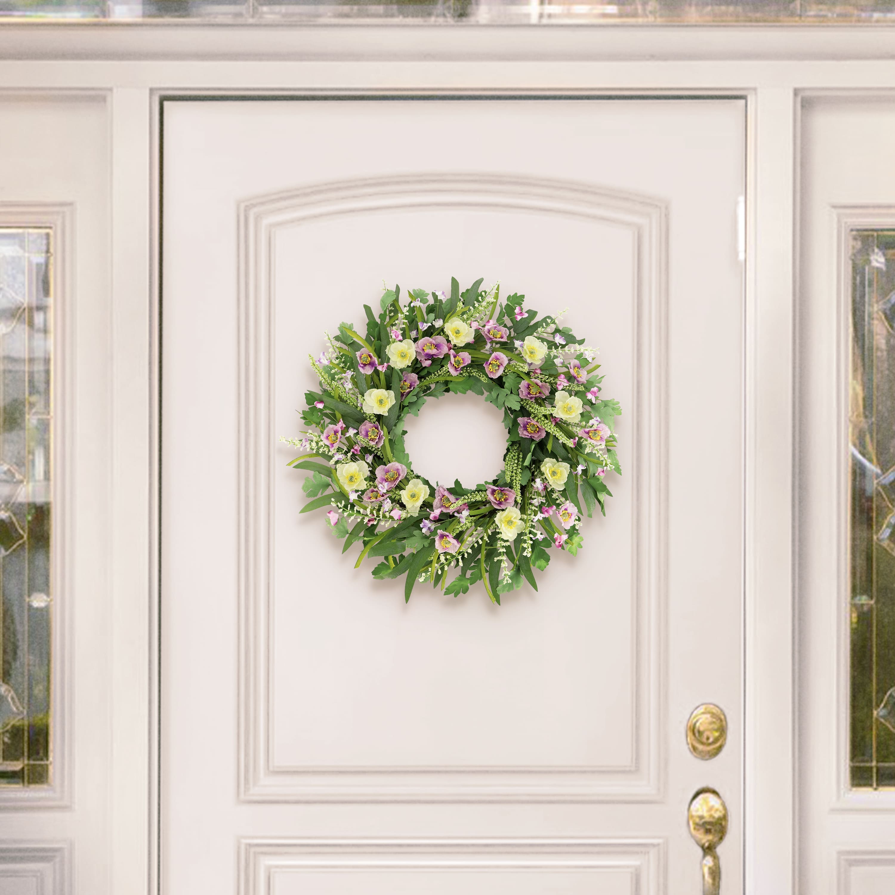 24&#x22; Artificial Poppy Spring Wreath