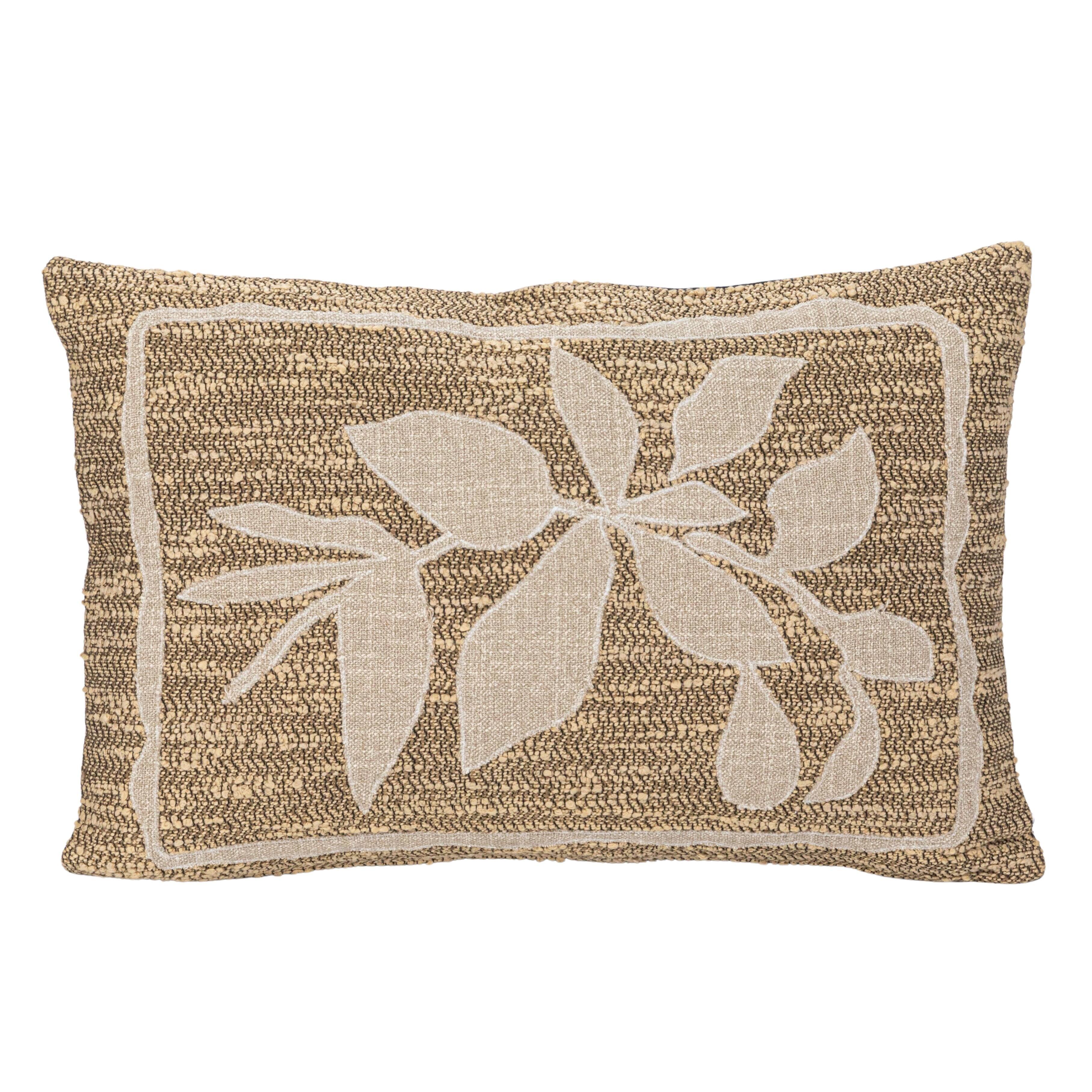 Hello Honey® 24" x 16" Brown & Tan Botanical Woven Indoor & Outdoor Lumbar Pillow