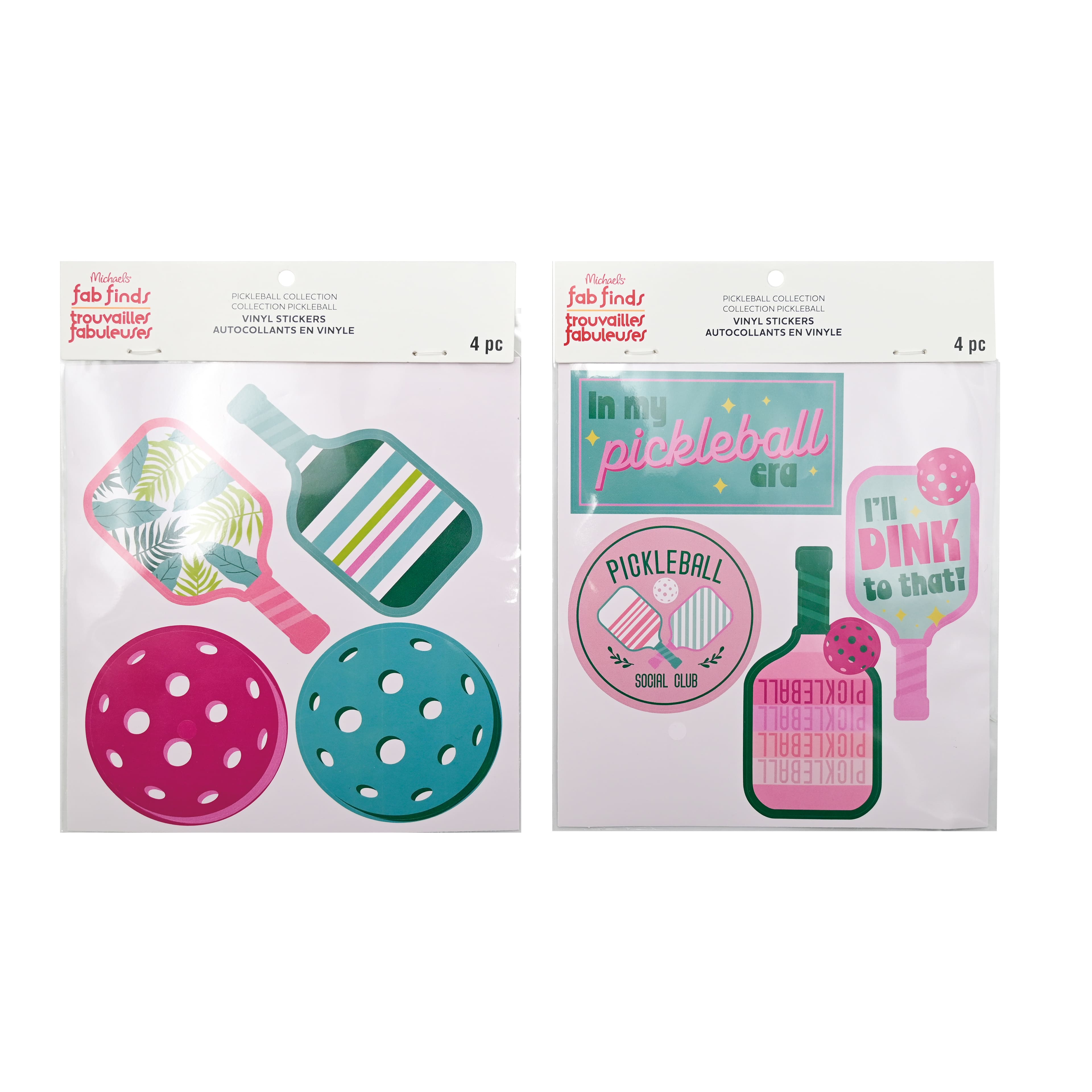Assorted Pickleball Vinyl Stickers, 4pc. by Fab Finds