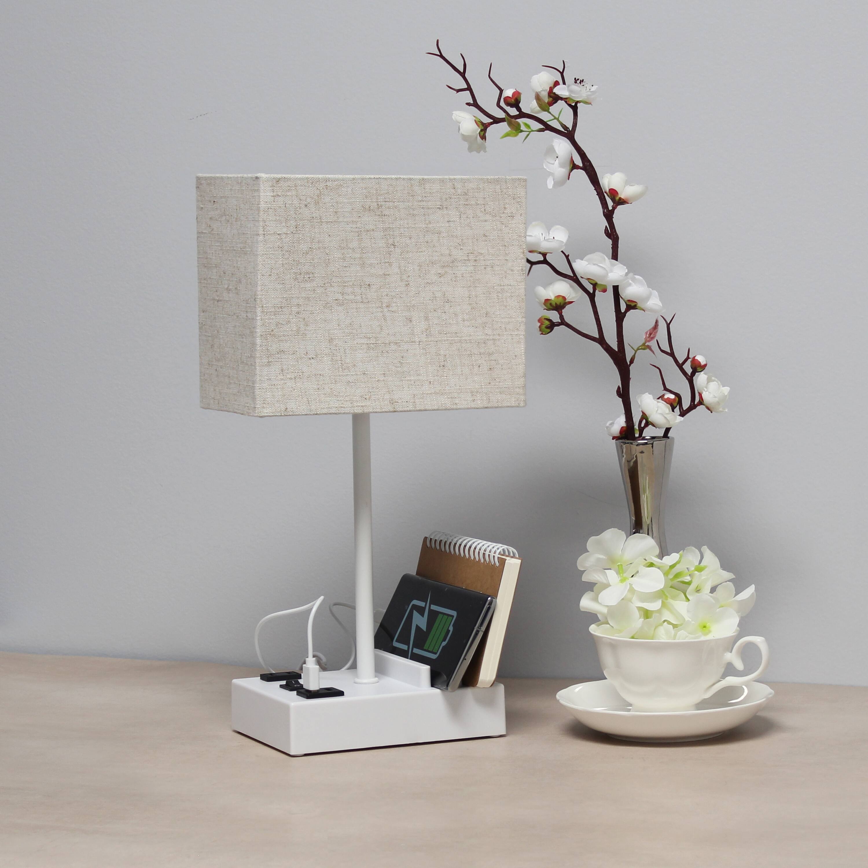 Simple Designs 15.3&#x22; Table Lamp with 2 USB Ports &#x26; Charging Outlet