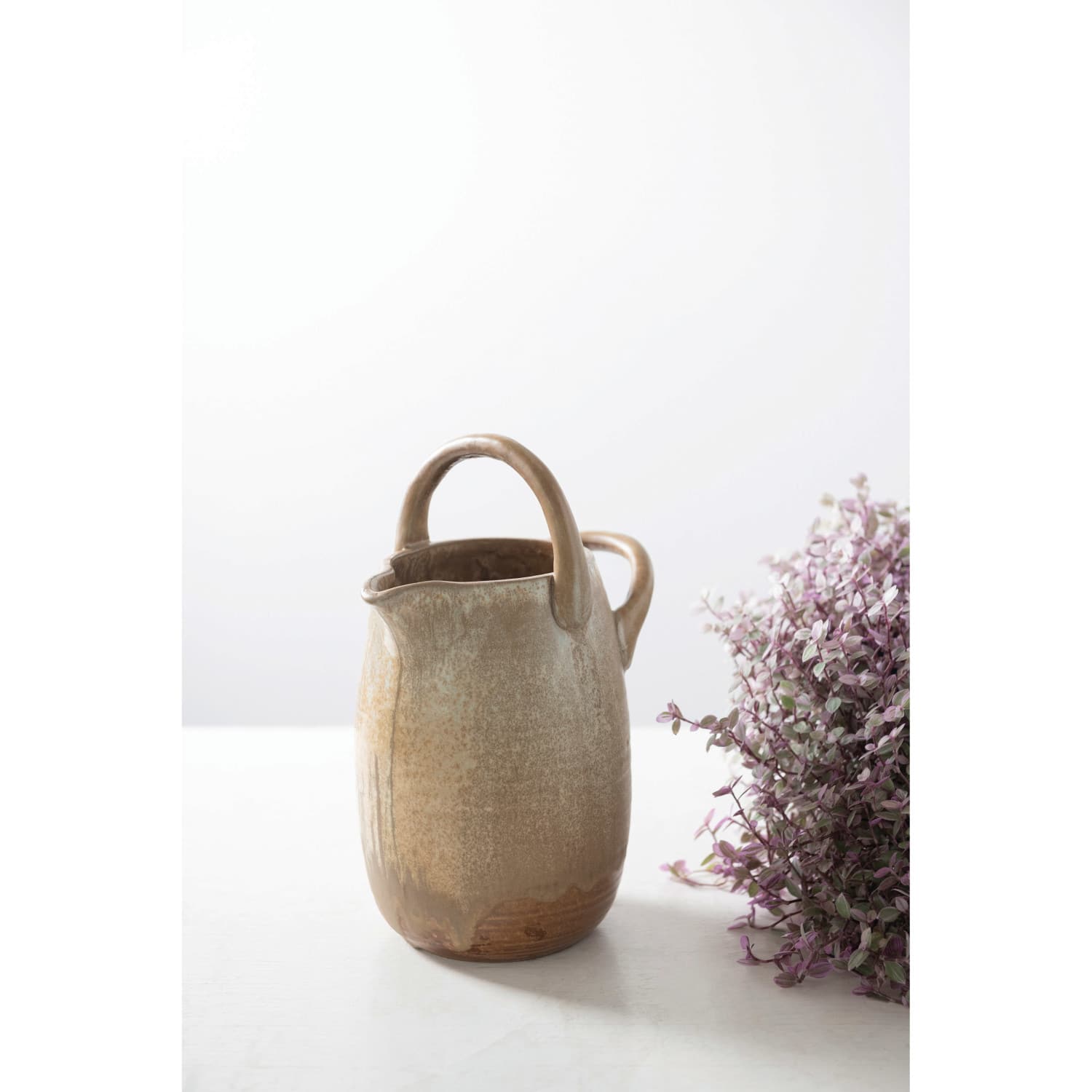 10&#x22; Reactive Glaze Stoneware Watering Pitcher with Handles