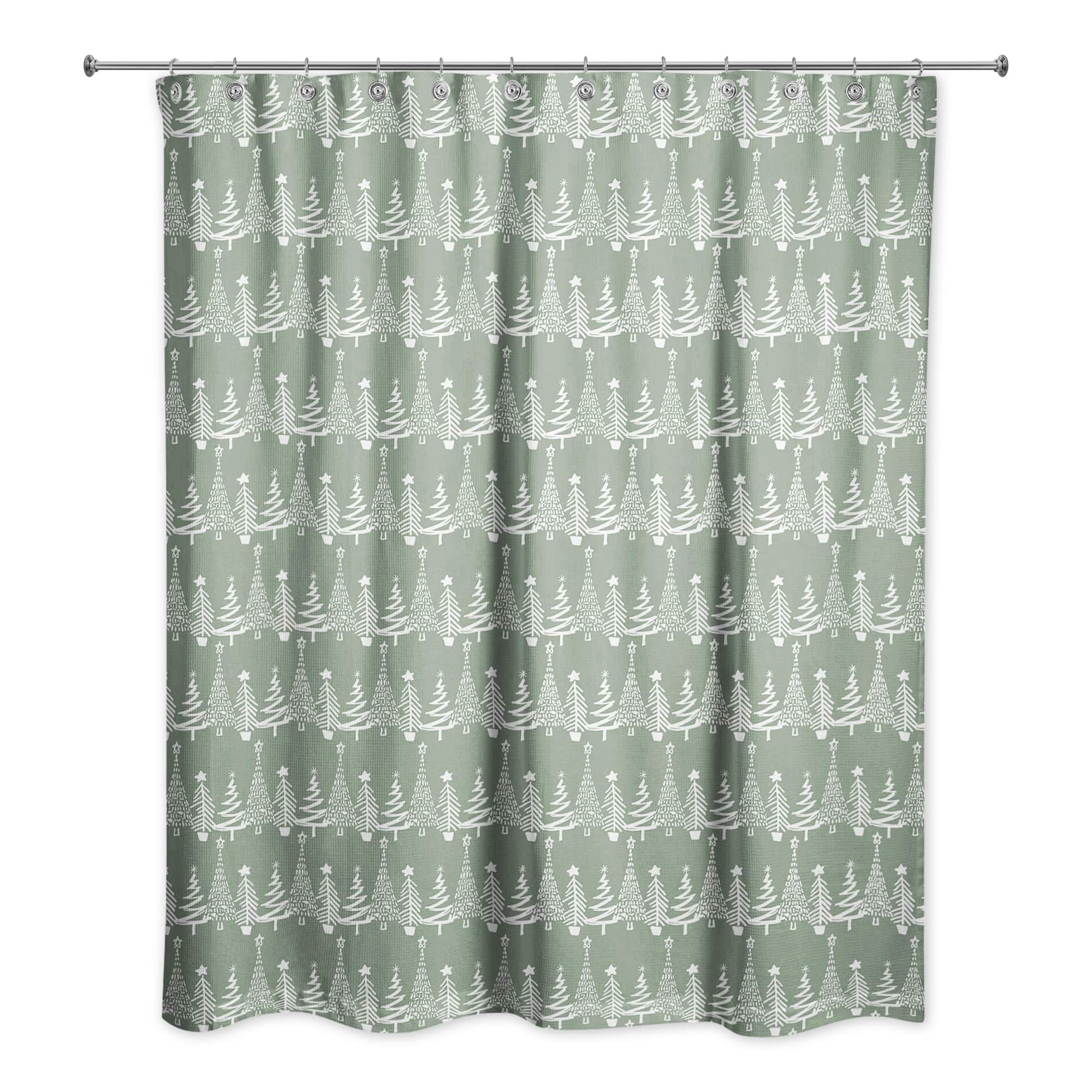 Sage Christmas Tree Pattern Shower Curtain