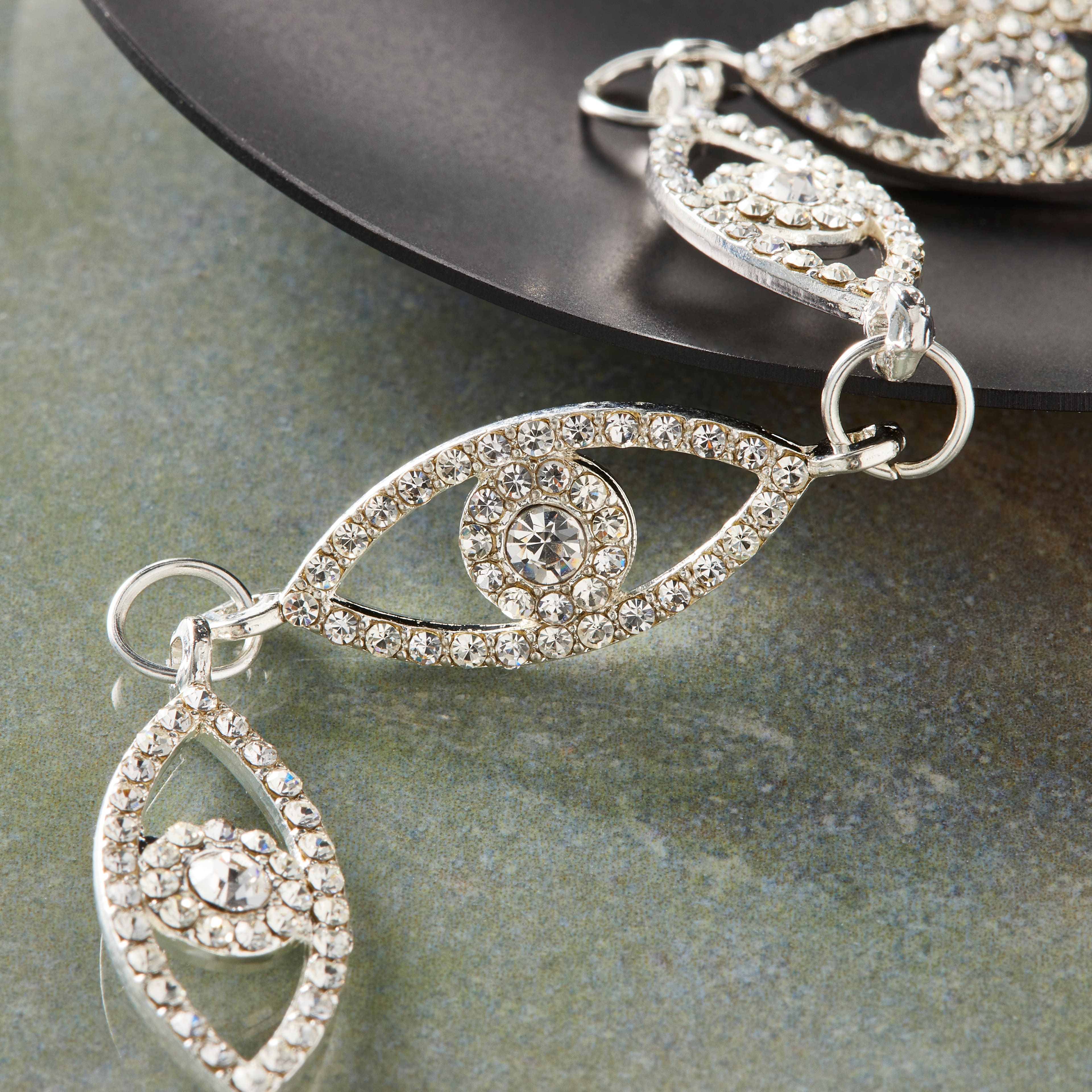 12 Pack: Metal Pavé Eye Charms, 30mm by Bead Landing™