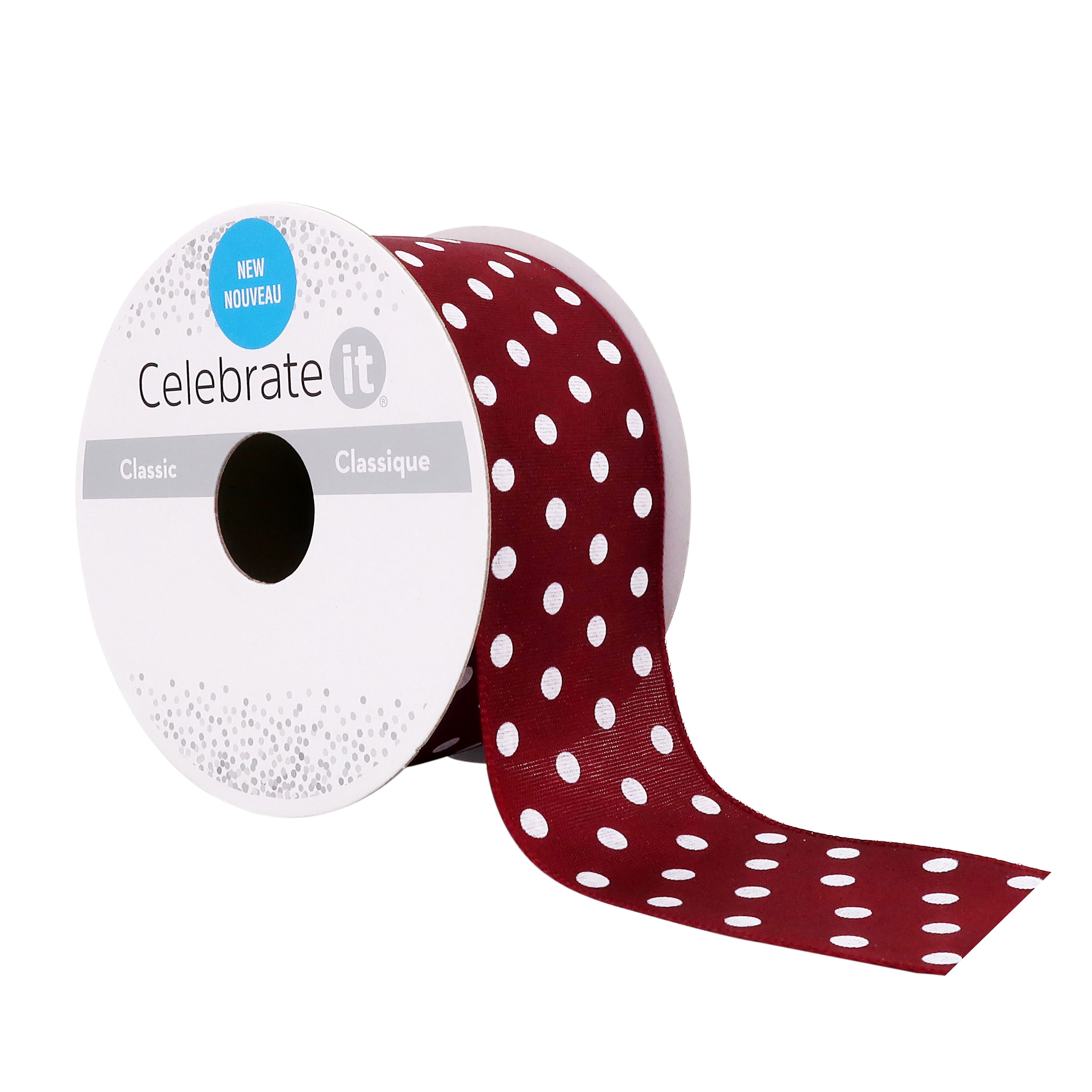 12 Pack: 1.5" x 3yd. Taffeta Wired Polka Dot Ribbon by Celebrate It™
