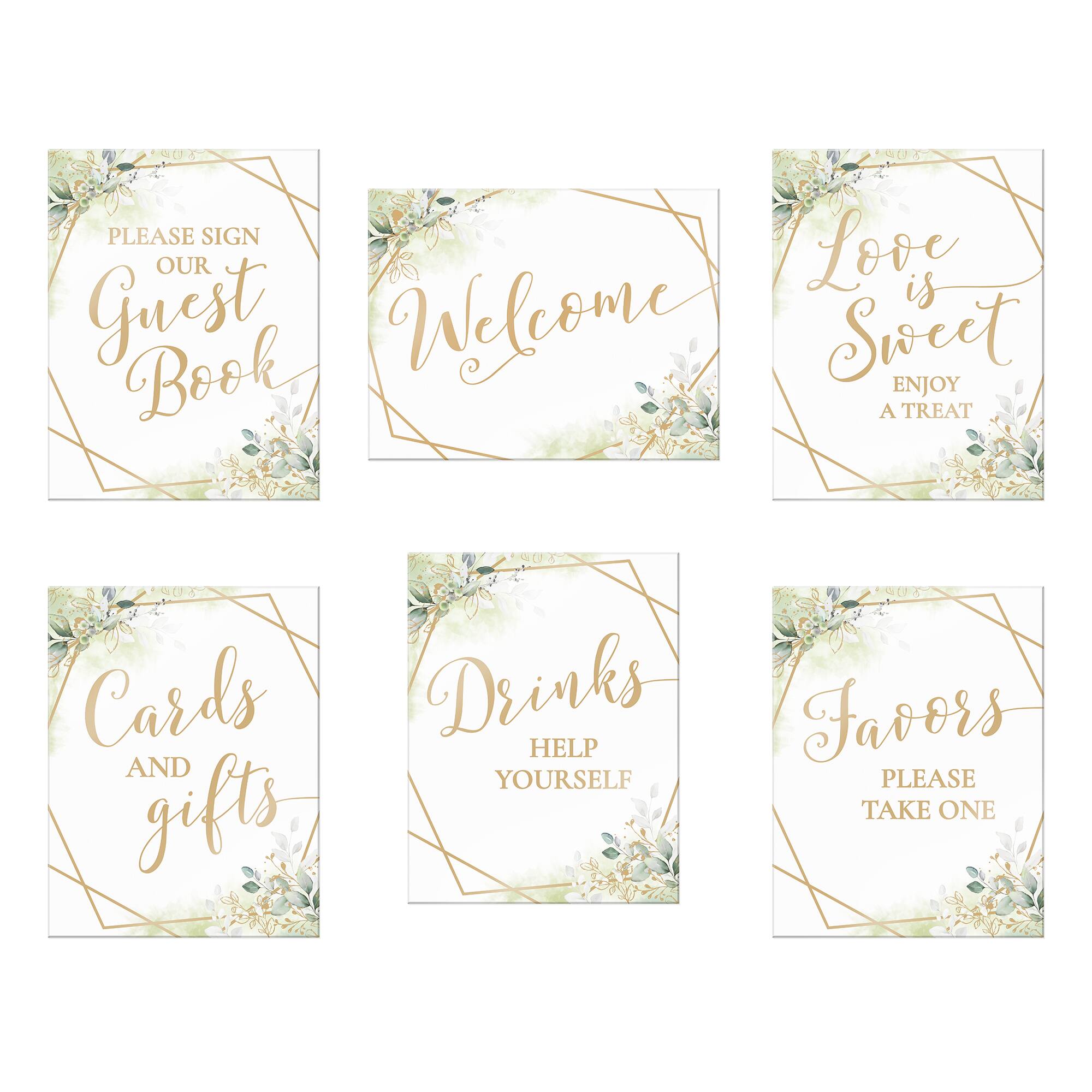 Lillian Rose Geometric Botanical Theme Wedding Signs in Green | Michaels®