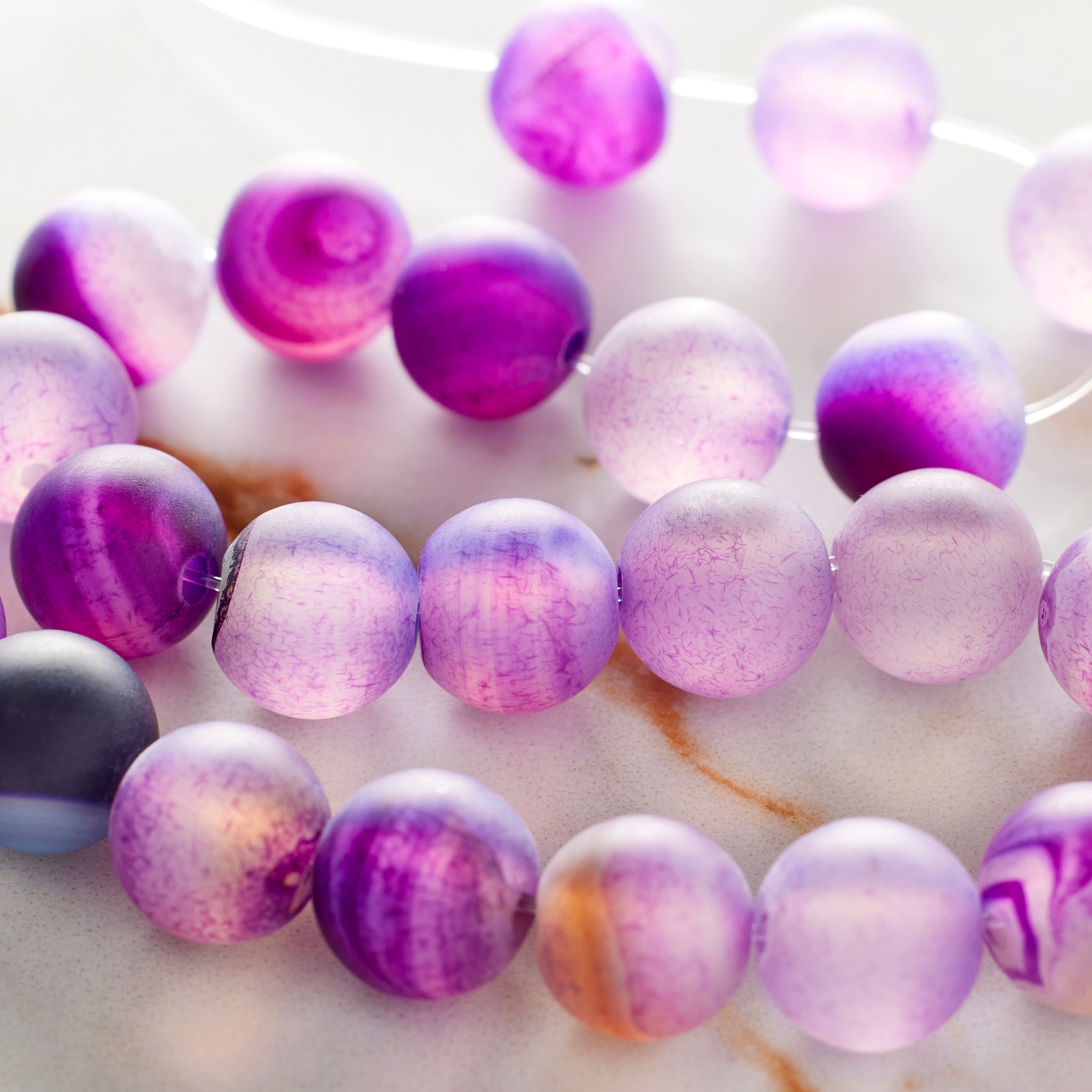 8mm Purple Dyed Round Agate Beads by Bead Landing™