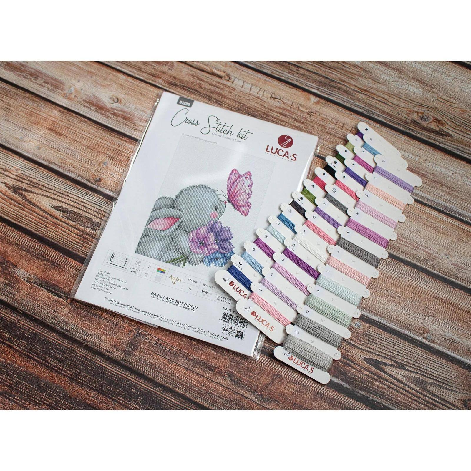 Luca-S Rabbit & Butterfly Counted Cross Stitch Kit