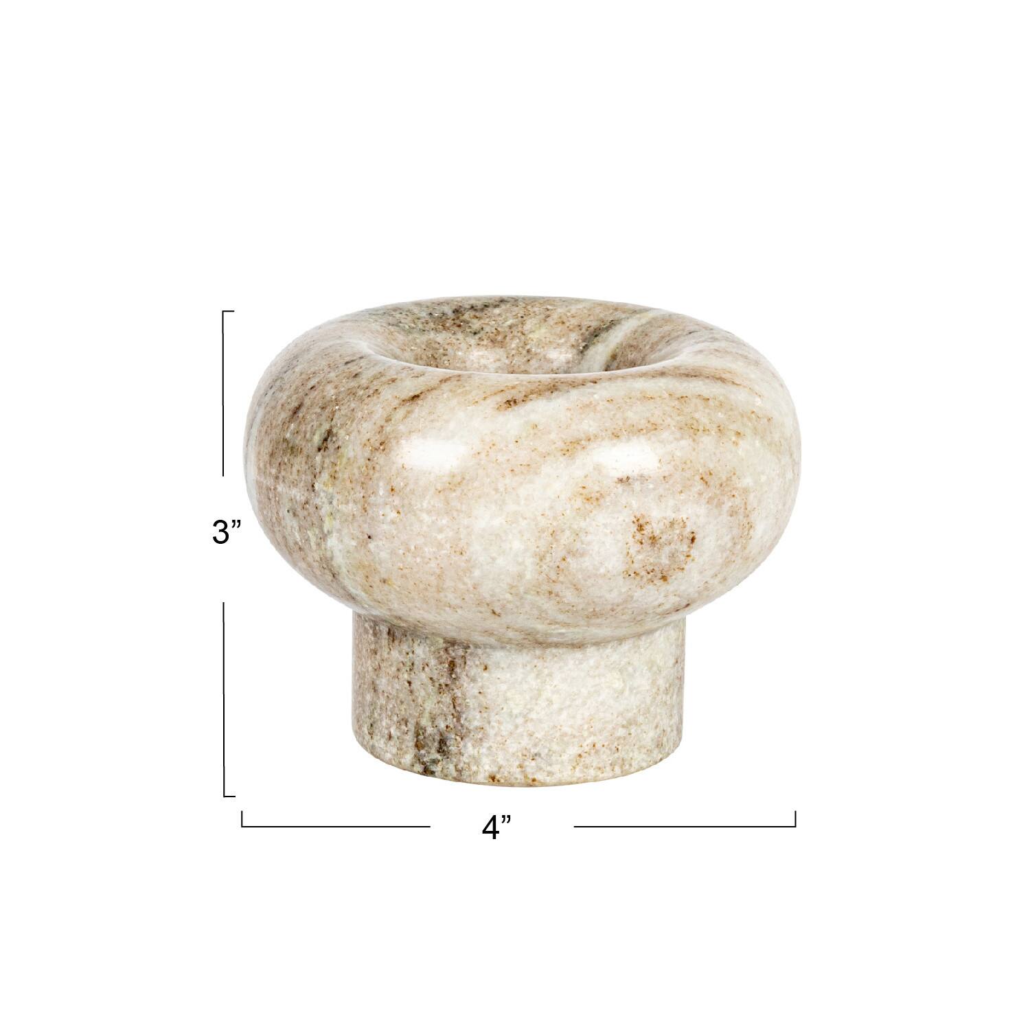 Hello Honey&#xAE; 3&#x22; Beige Marble Tealight Holder