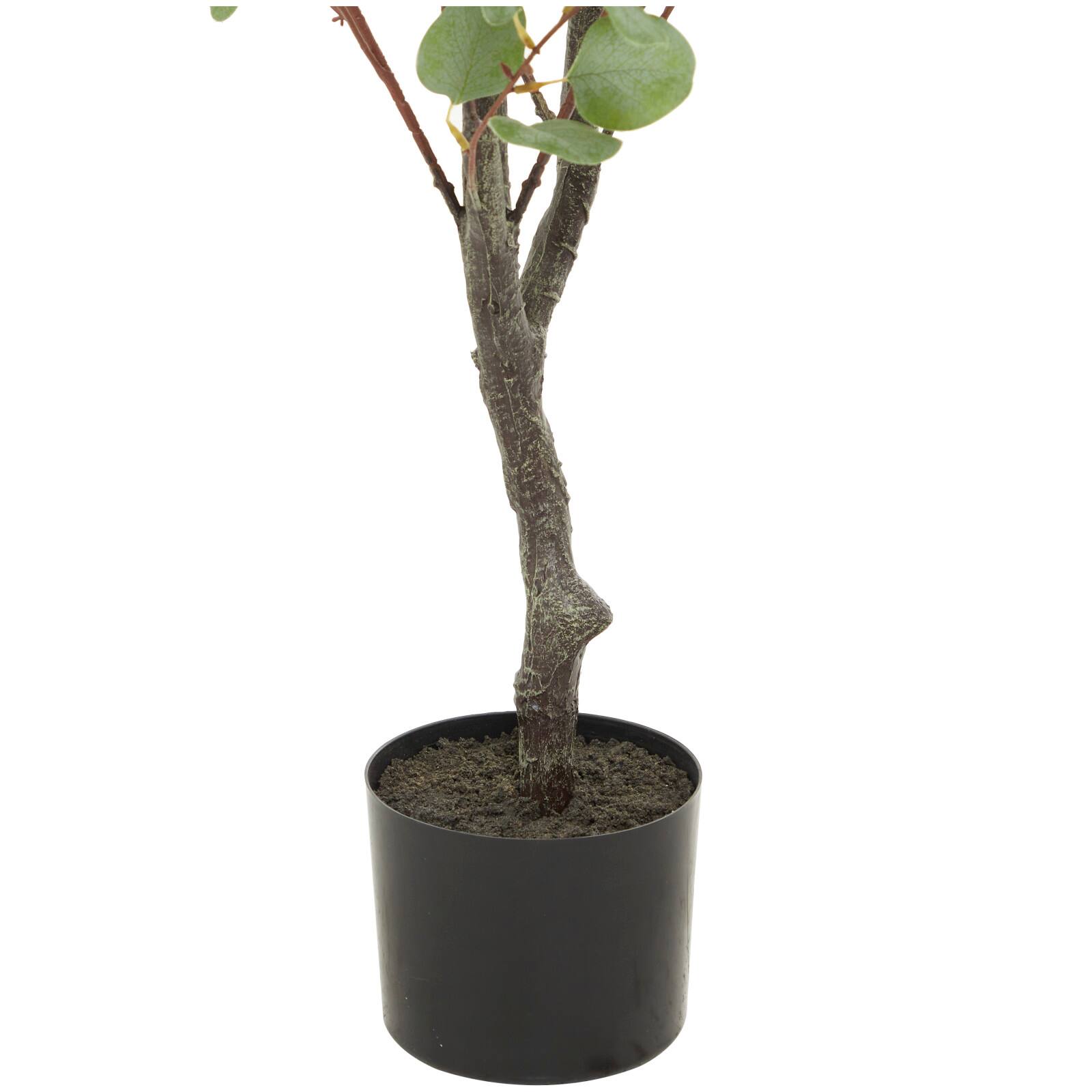 41" Green Faux Foliage Eucalyptus Artificial Tree With Black Plastic Pot