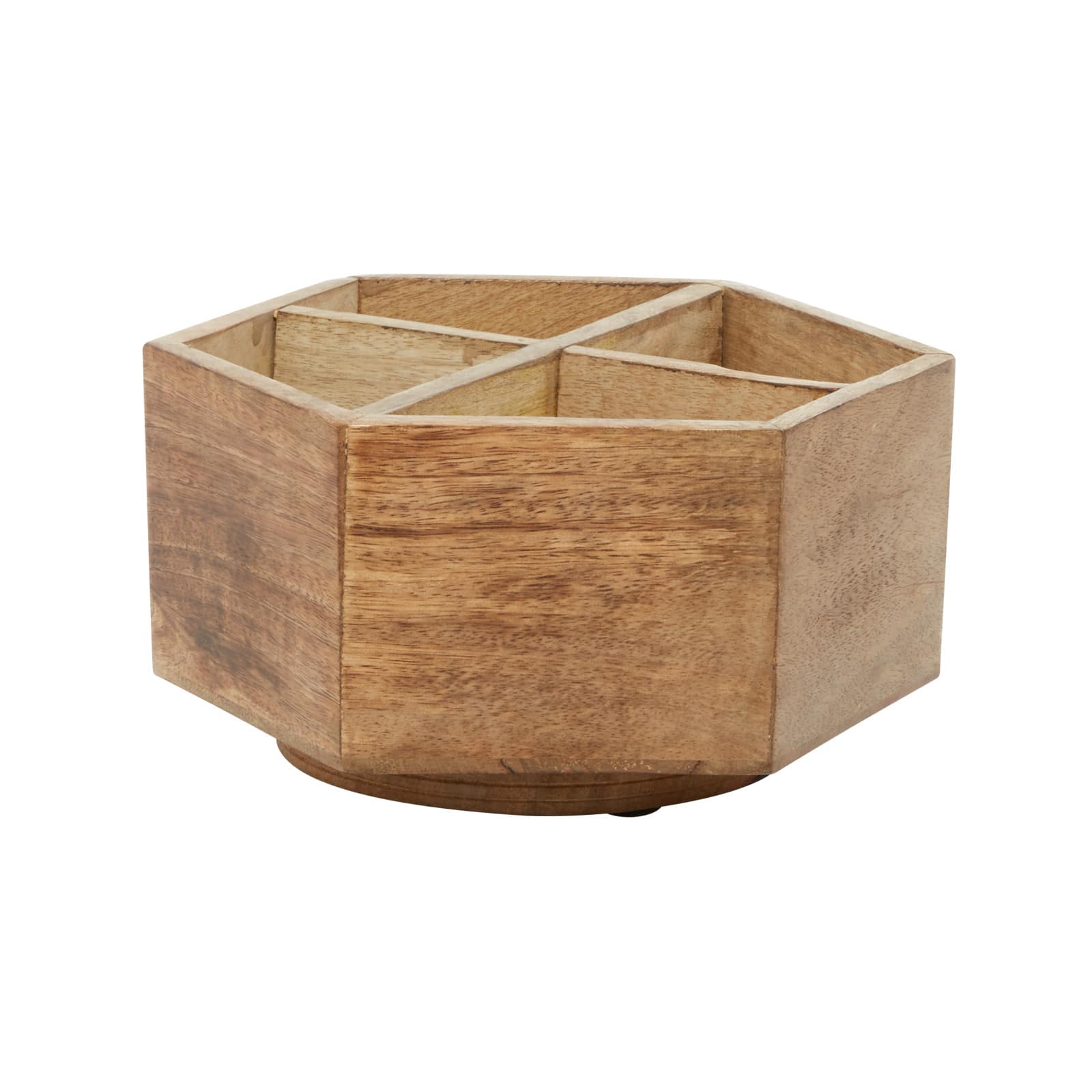 10" Natural Brown Wood Rustic Lazy Susan Caddy