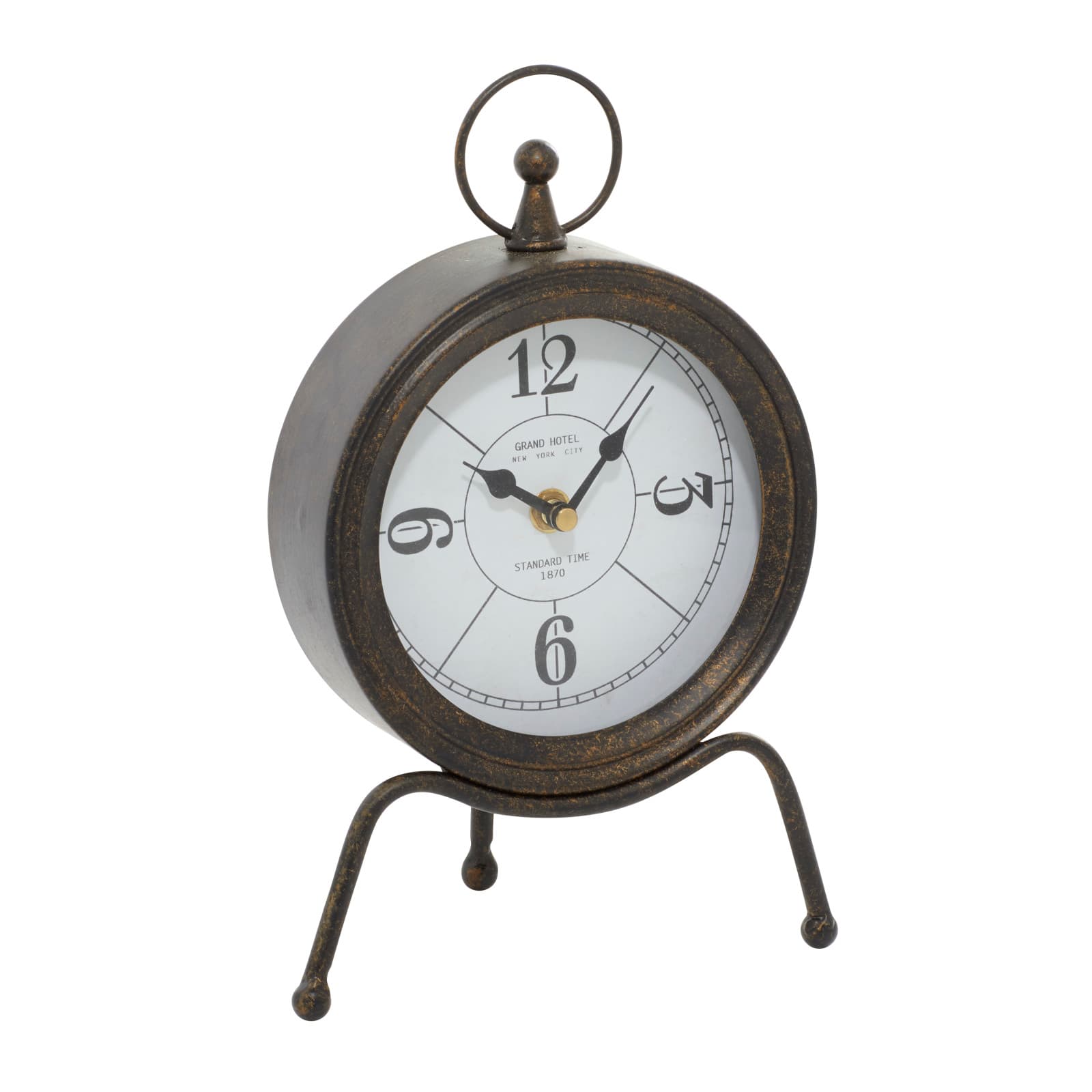 11&#x22; Brown Metal Contemporary Table Clock