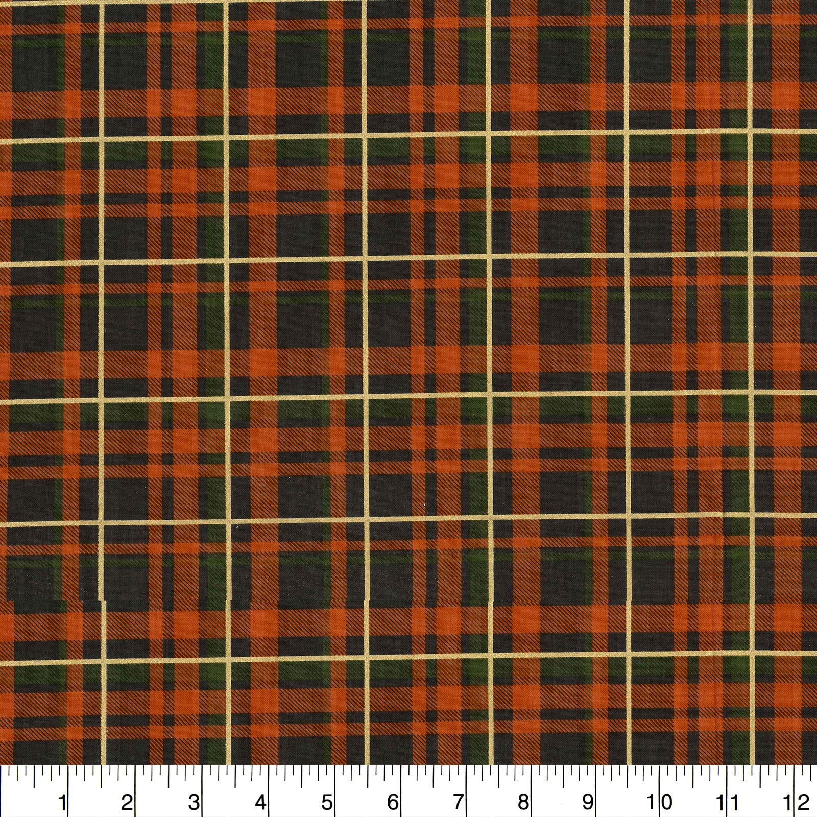Fabric Traditions Fall Brown Plaid Glitter Cotton Fabric