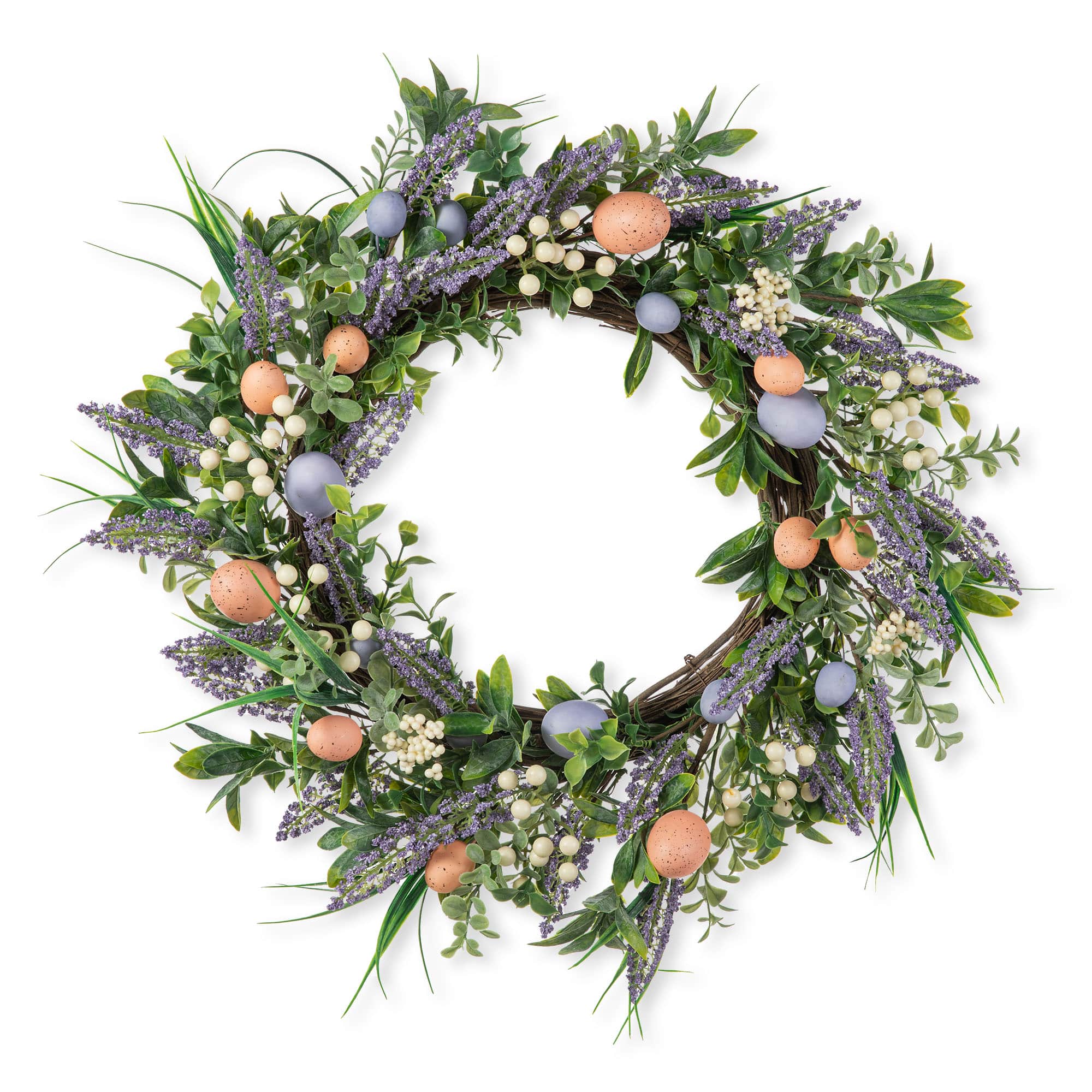 Glitzhome® 22" Easter Eggs & Lavender Wreath