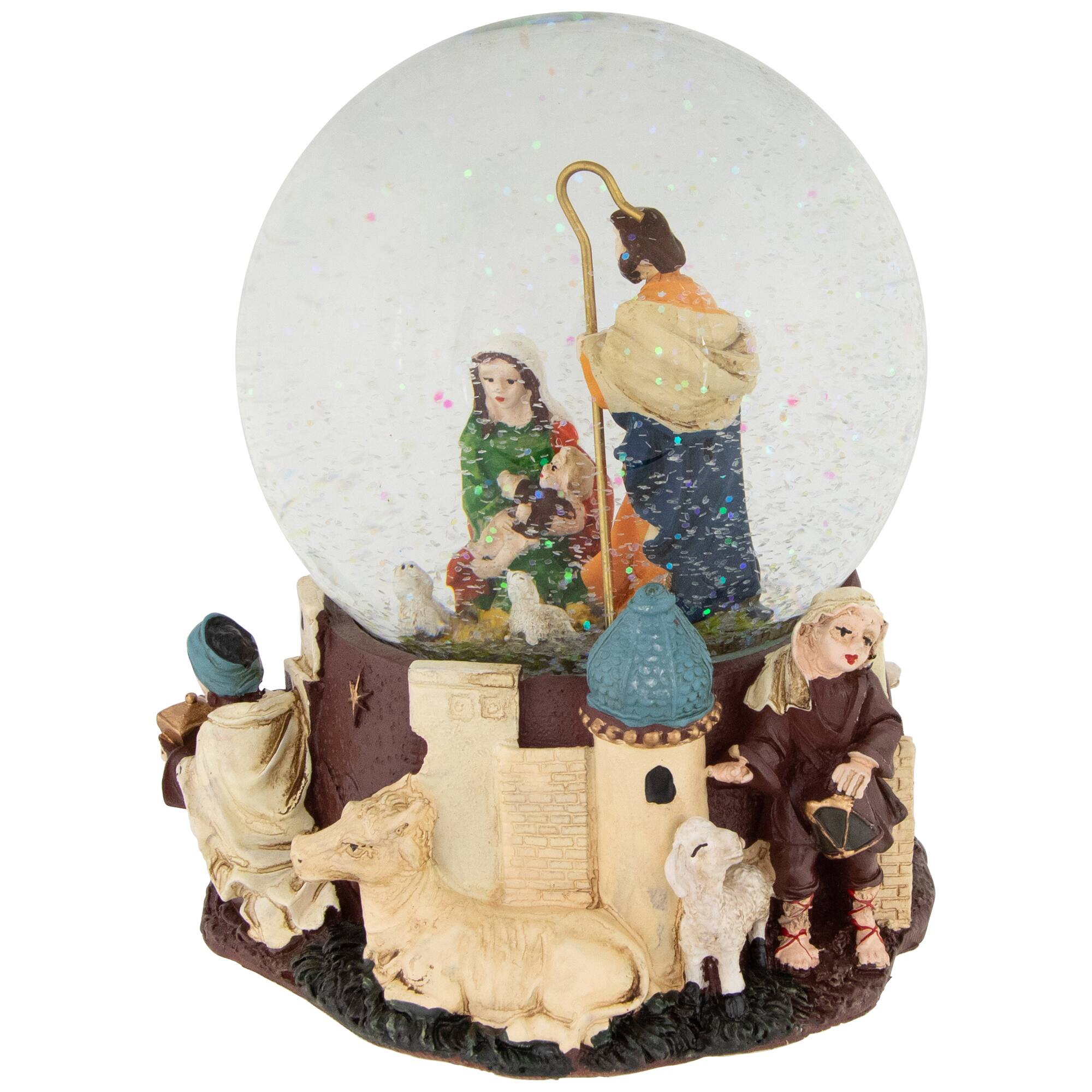 5.5&#x22; Nativity Scene Musical Snow Globe Glitterdome